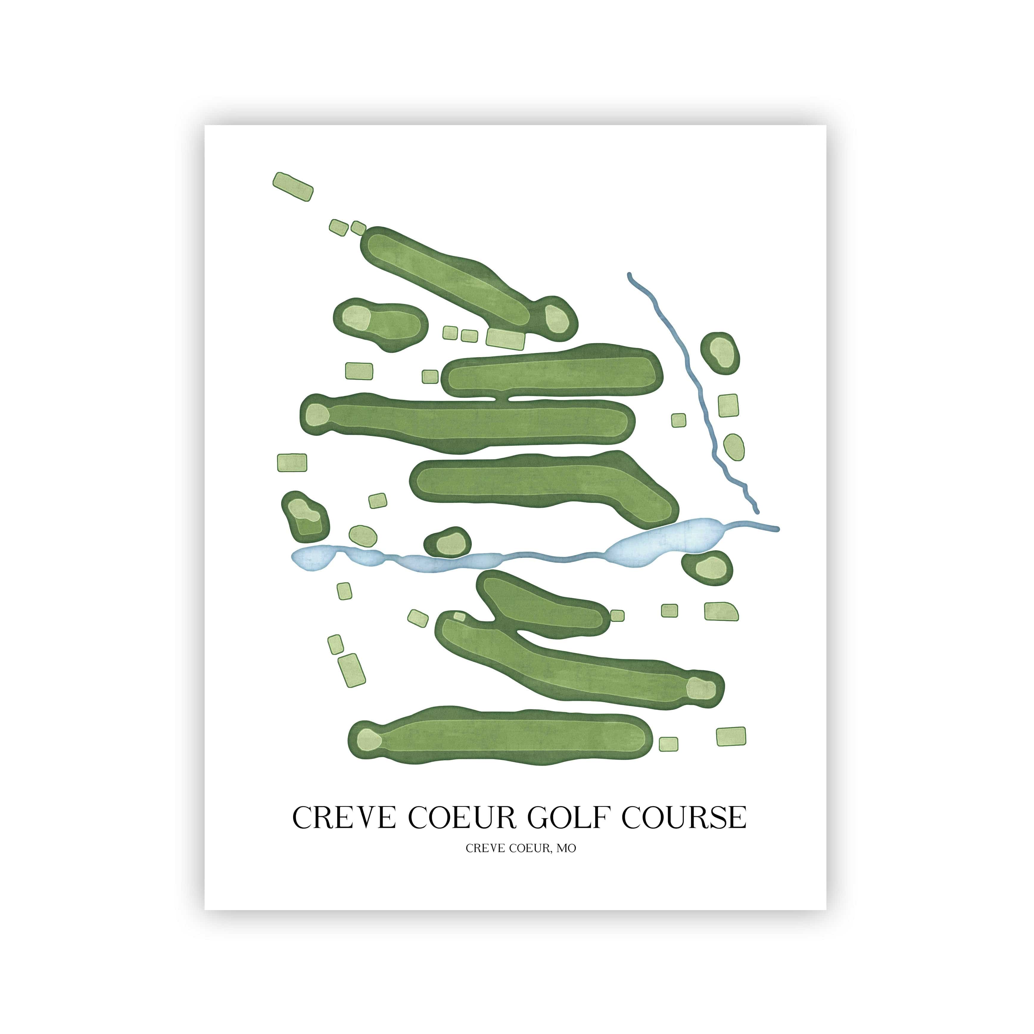 The 19th Hole Golf Shop - Golf Course Prints - Creve Coeur Golf Course Golf Course Map Golf Map