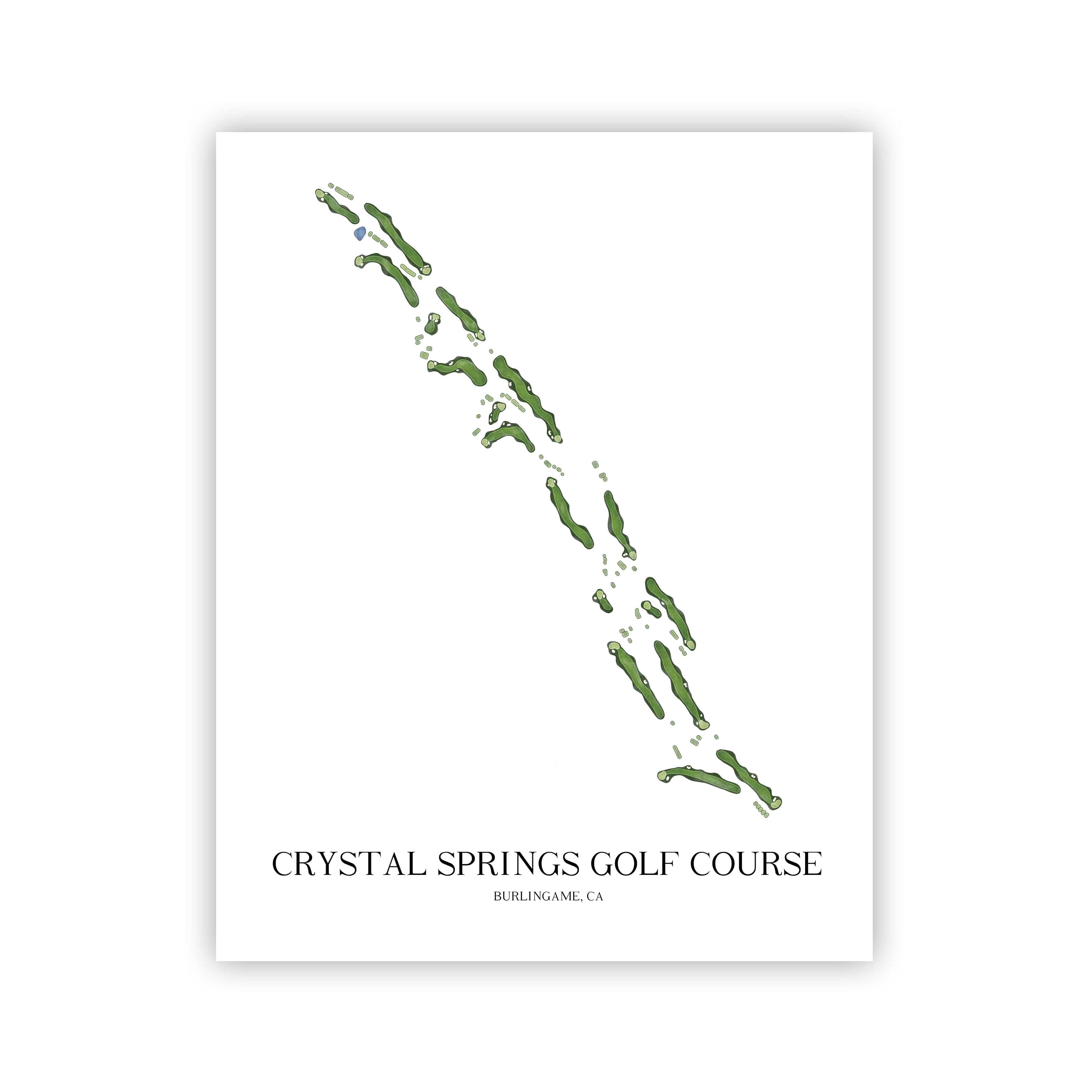The 19th Hole Golf Shop - Golf Course Prints - Crystal Springs Golf Course Golf Course Map Golf Map