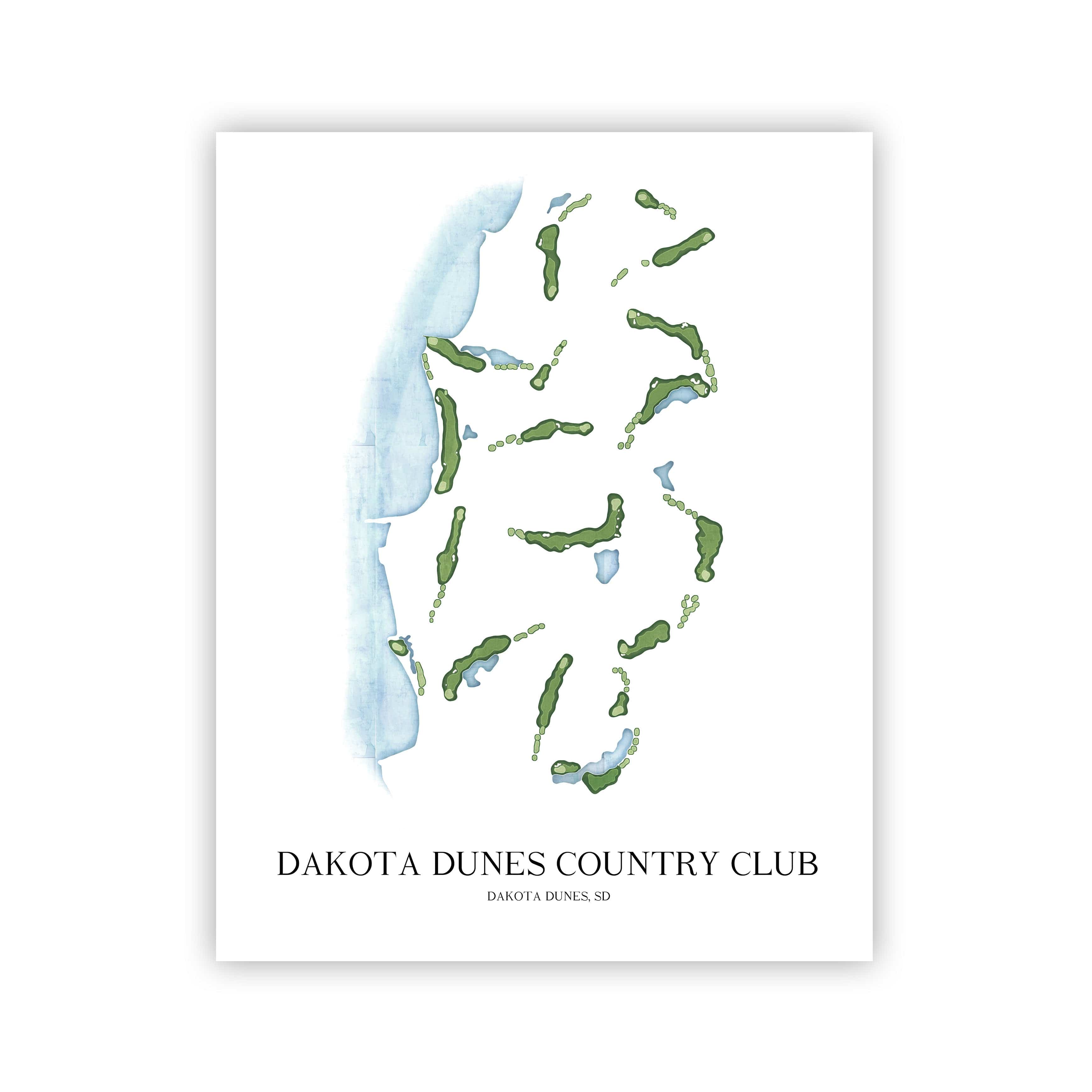The 19th Hole Golf Shop - Golf Course Prints - Dakota Dunes Country Club Golf Course Map Golf Map