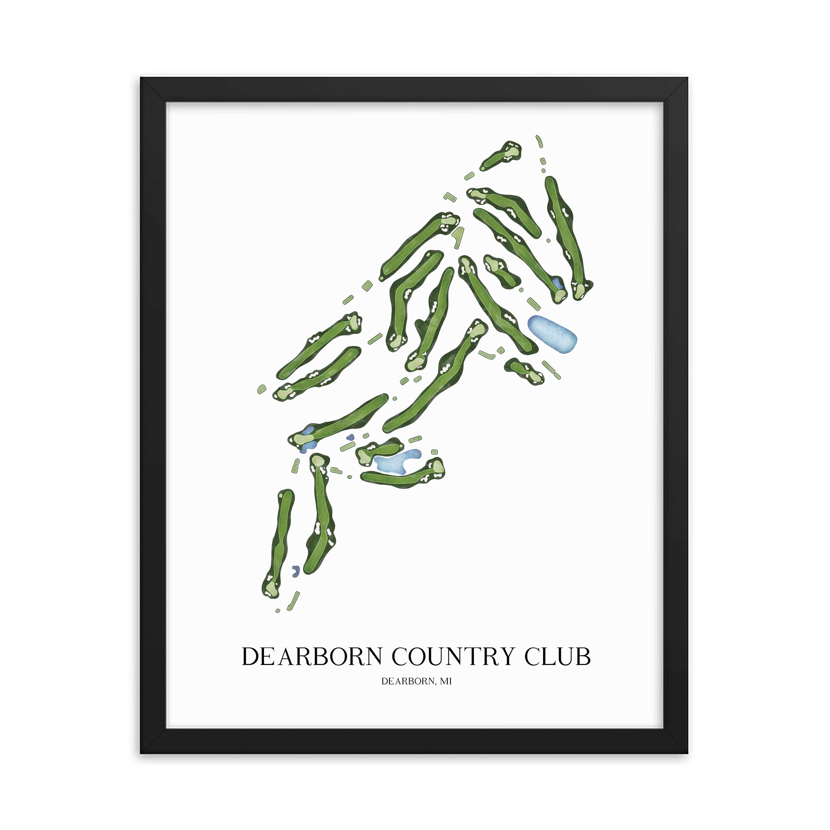 The 19th Hole Golf Shop - Golf Course Prints - Dearborn Country Club Golf Course Map Golf Map