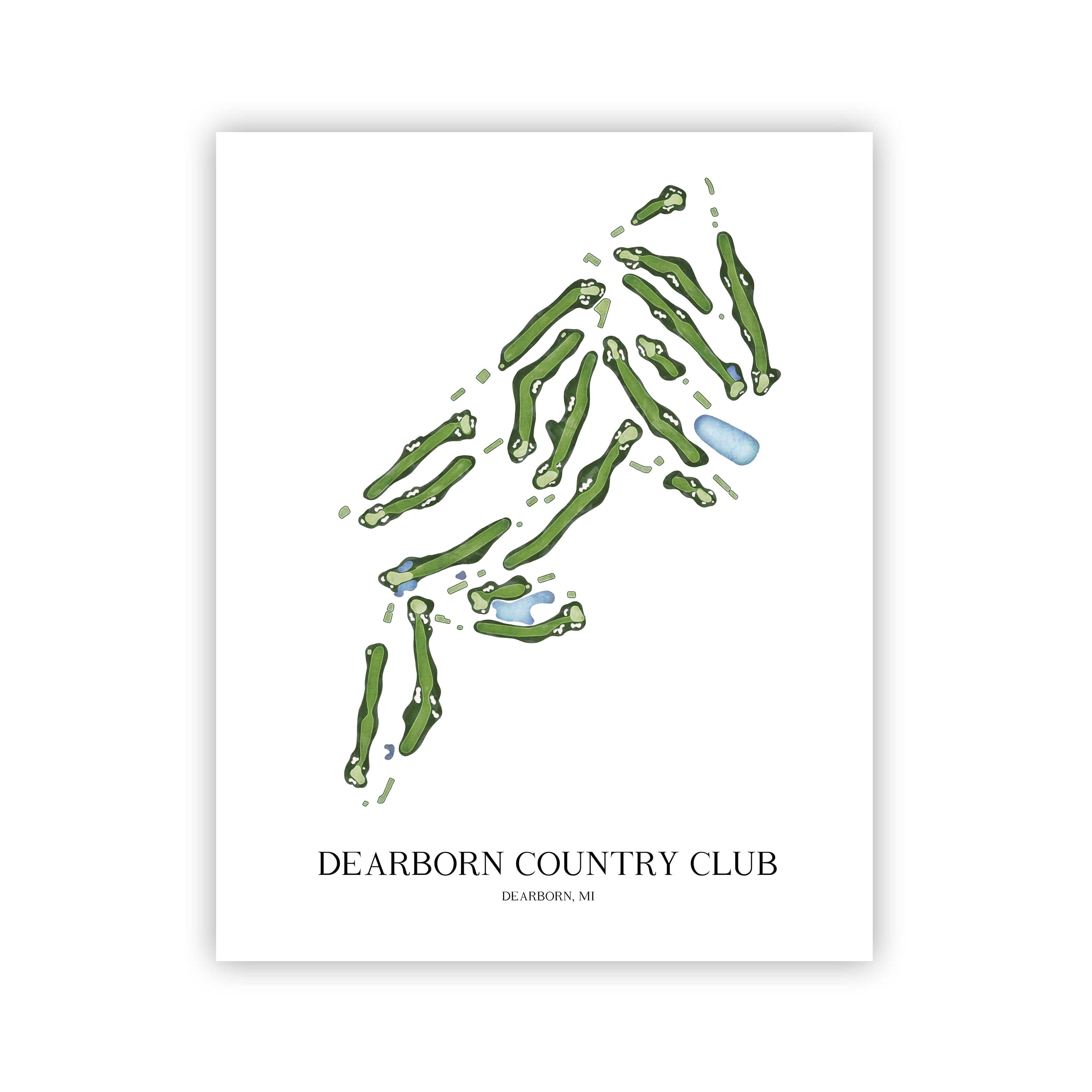 The 19th Hole Golf Shop - Golf Course Prints - Dearborn Country Club Golf Course Map Golf Map