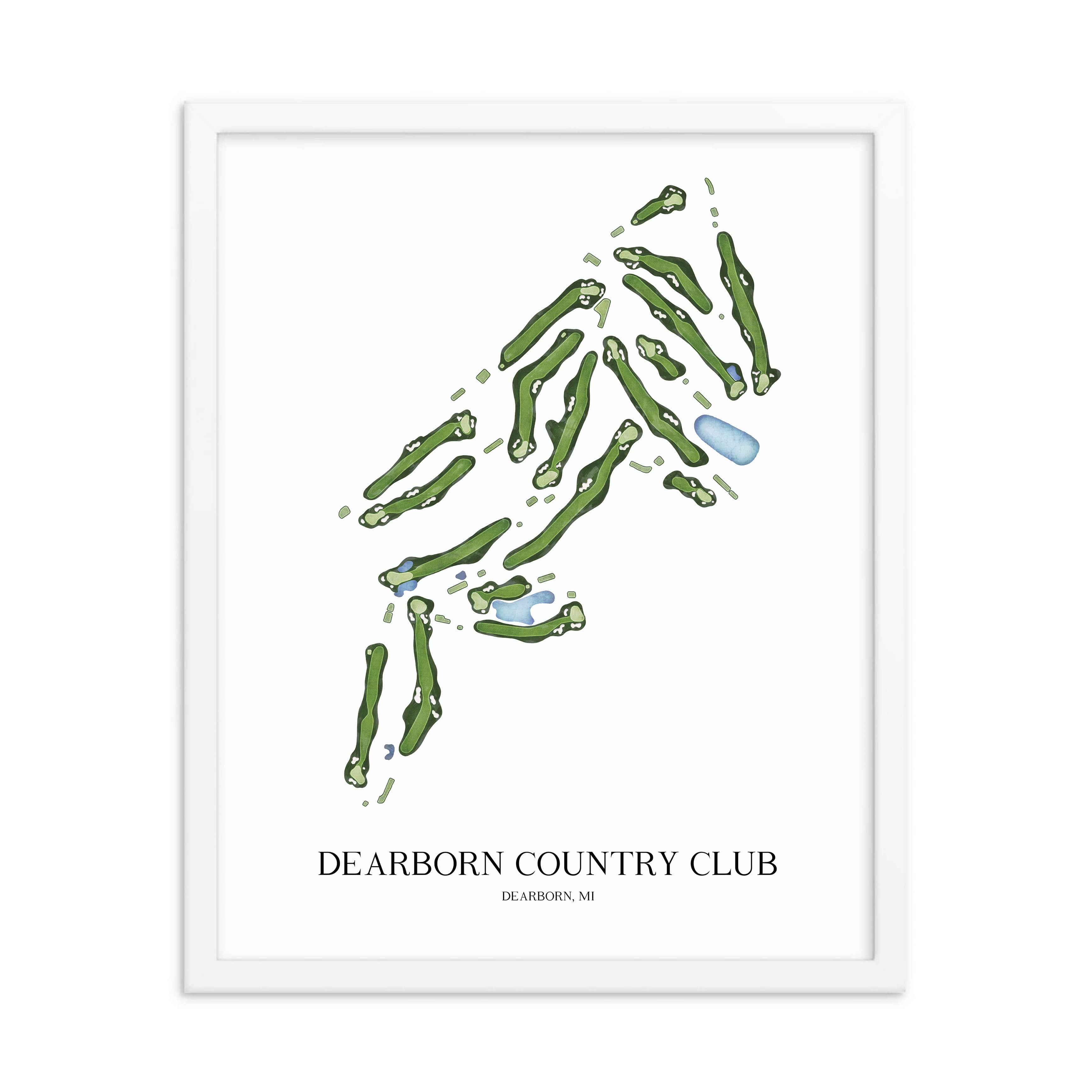 The 19th Hole Golf Shop - Golf Course Prints - Dearborn Country Club Golf Course Map Golf Map