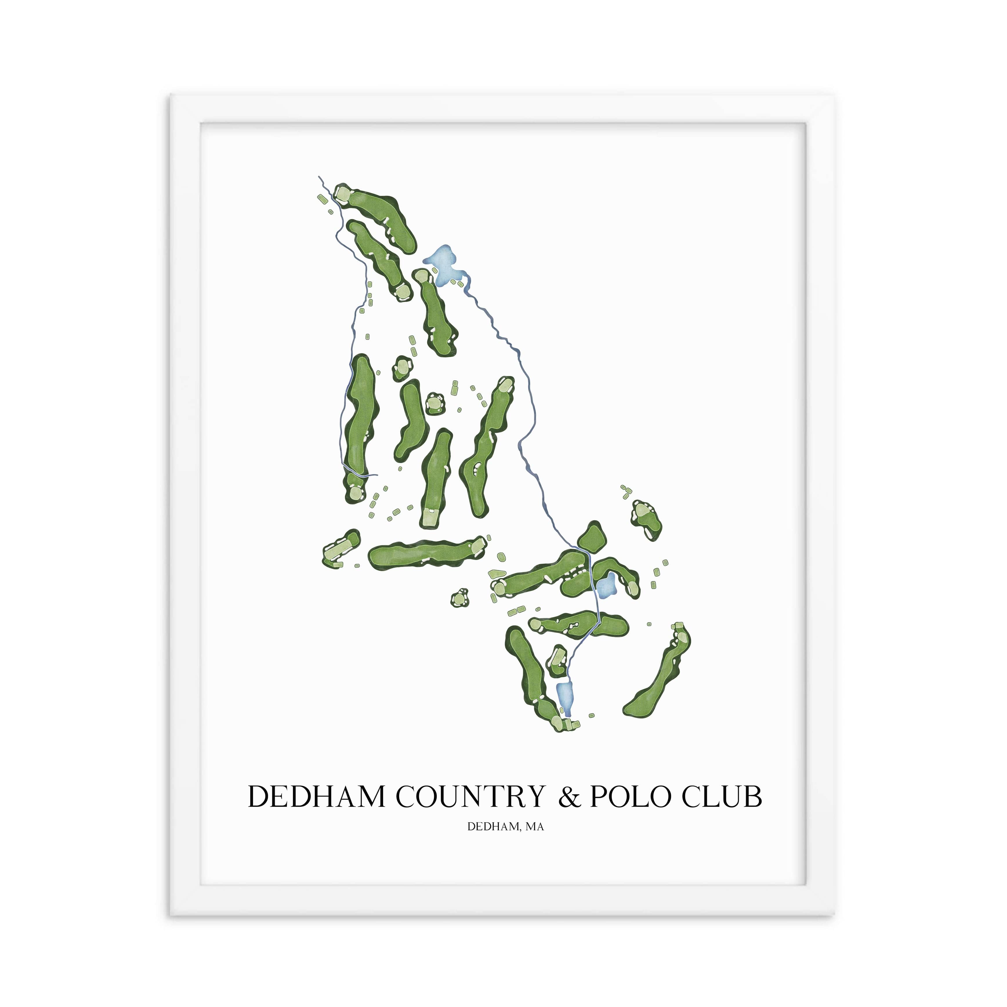 The 19th Hole Golf Shop - Golf Course Prints - Dedham Country and Polo Club Golf Course Map Golf Map