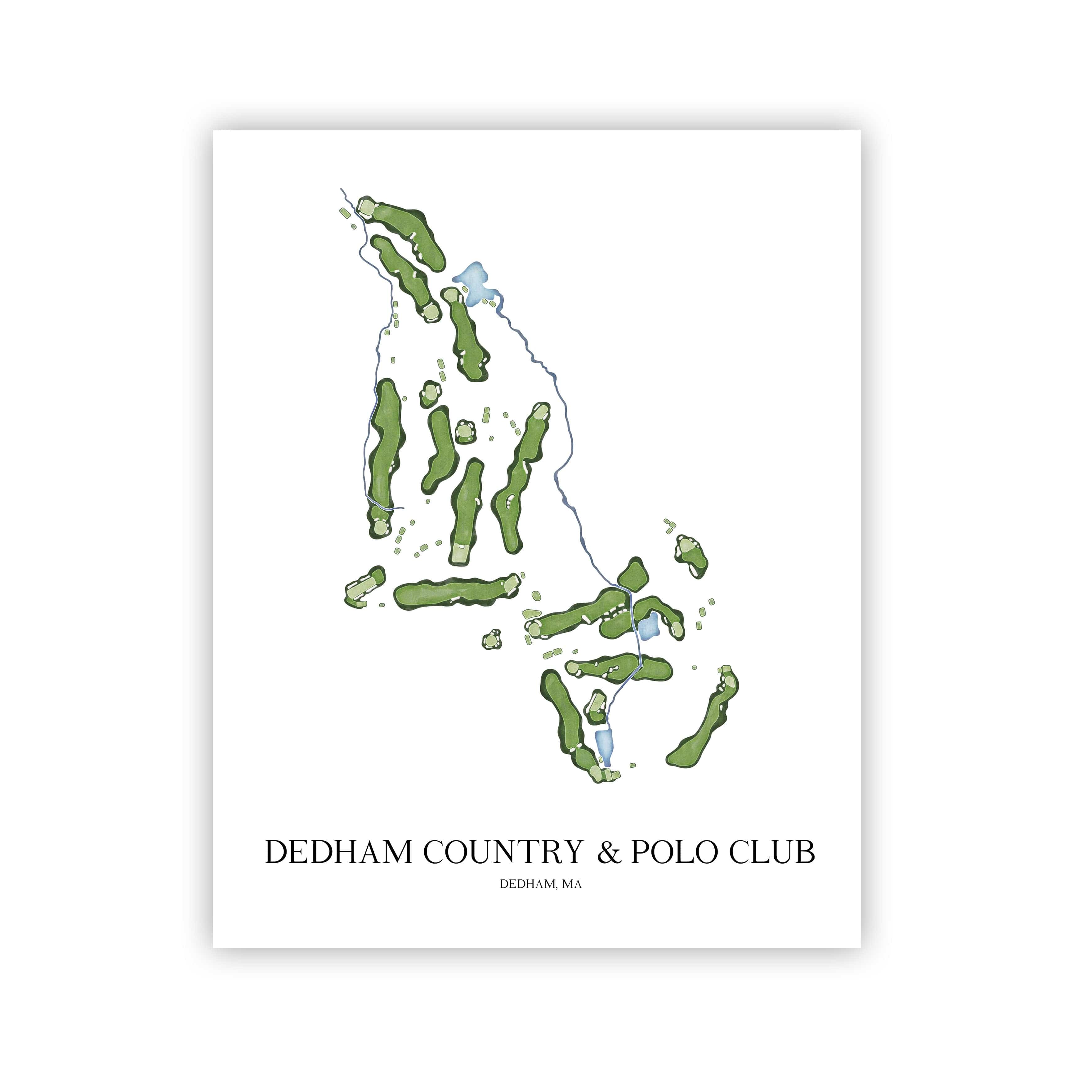 The 19th Hole Golf Shop - Golf Course Prints - Dedham Country and Polo Club Golf Course Map Golf Map