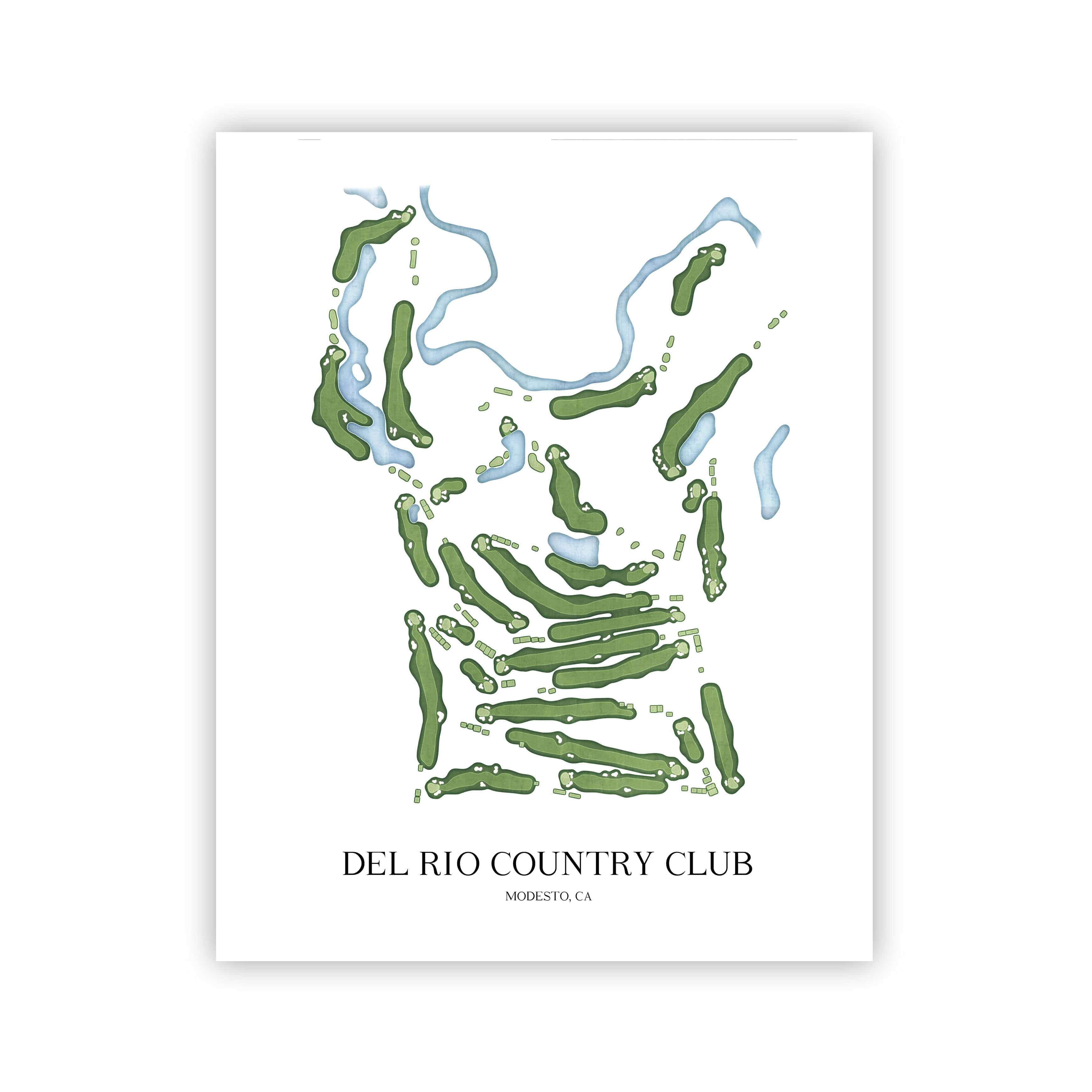 The 19th Hole Golf Shop - Golf Course Prints - Del Rio Country Club Golf Course Map Golf Map