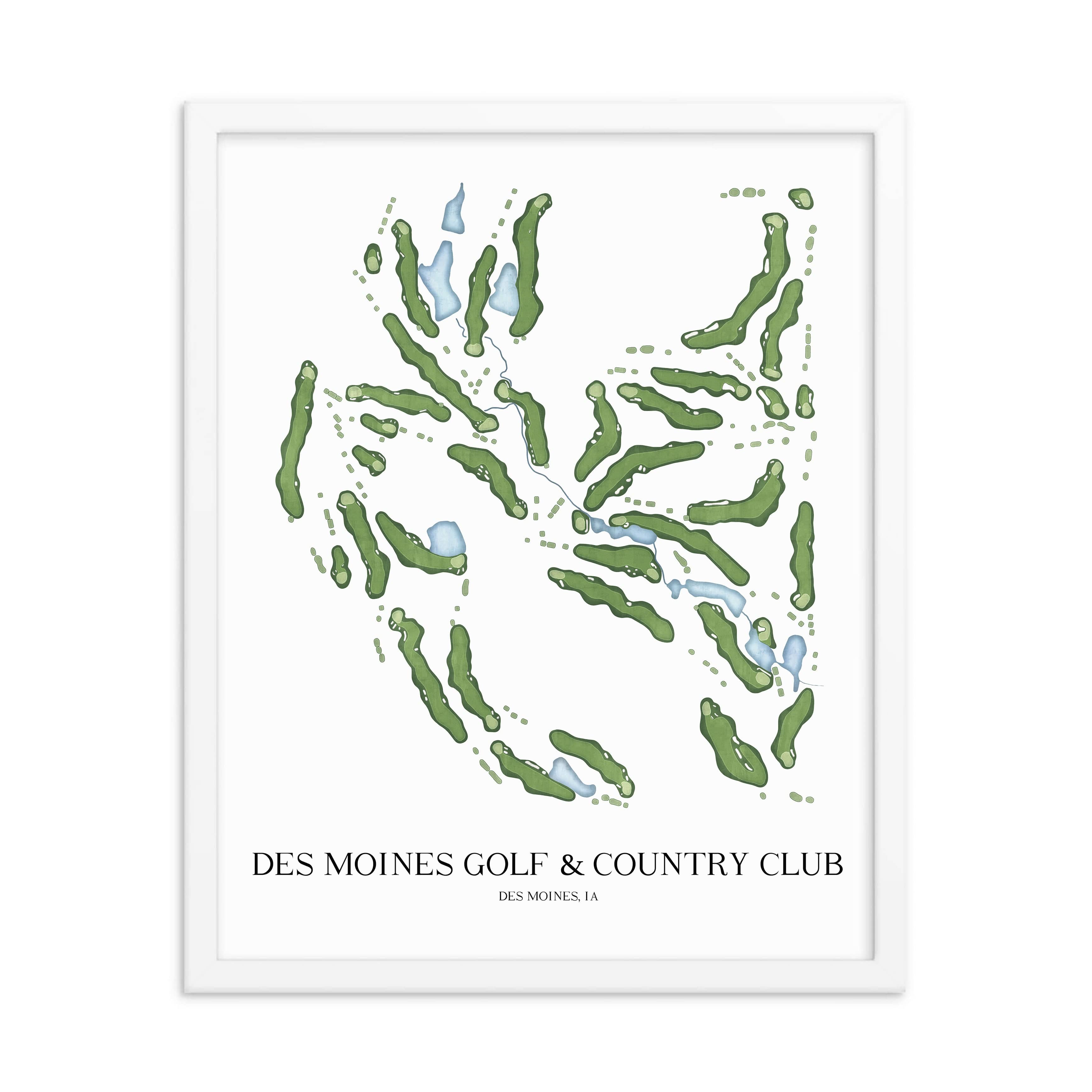 The 19th Hole Golf Shop - Golf Course Prints - Des Moines Golf and Country Club Golf Course Map Golf Map