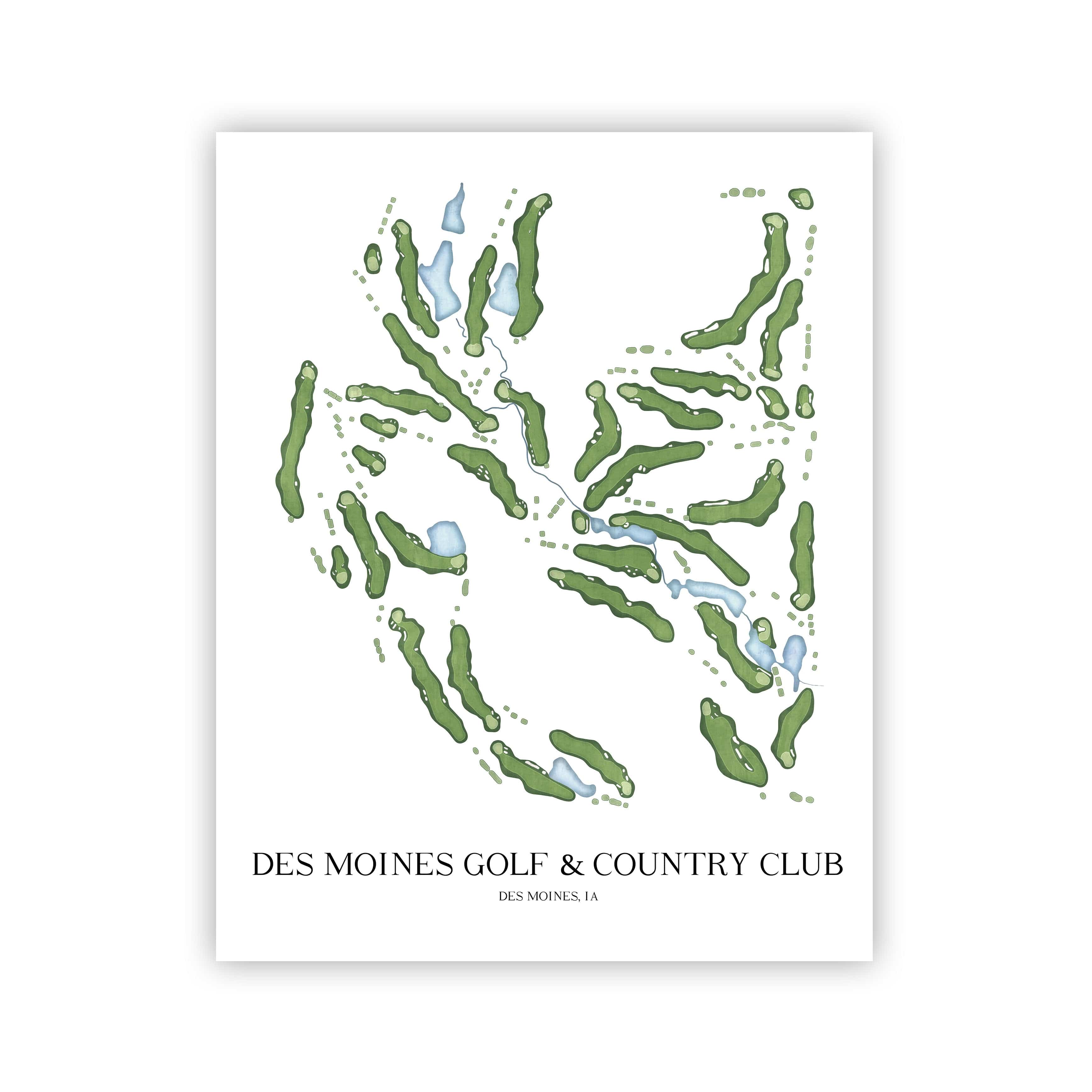 The 19th Hole Golf Shop - Golf Course Prints - Des Moines Golf and Country Club Golf Course Map Golf Map
