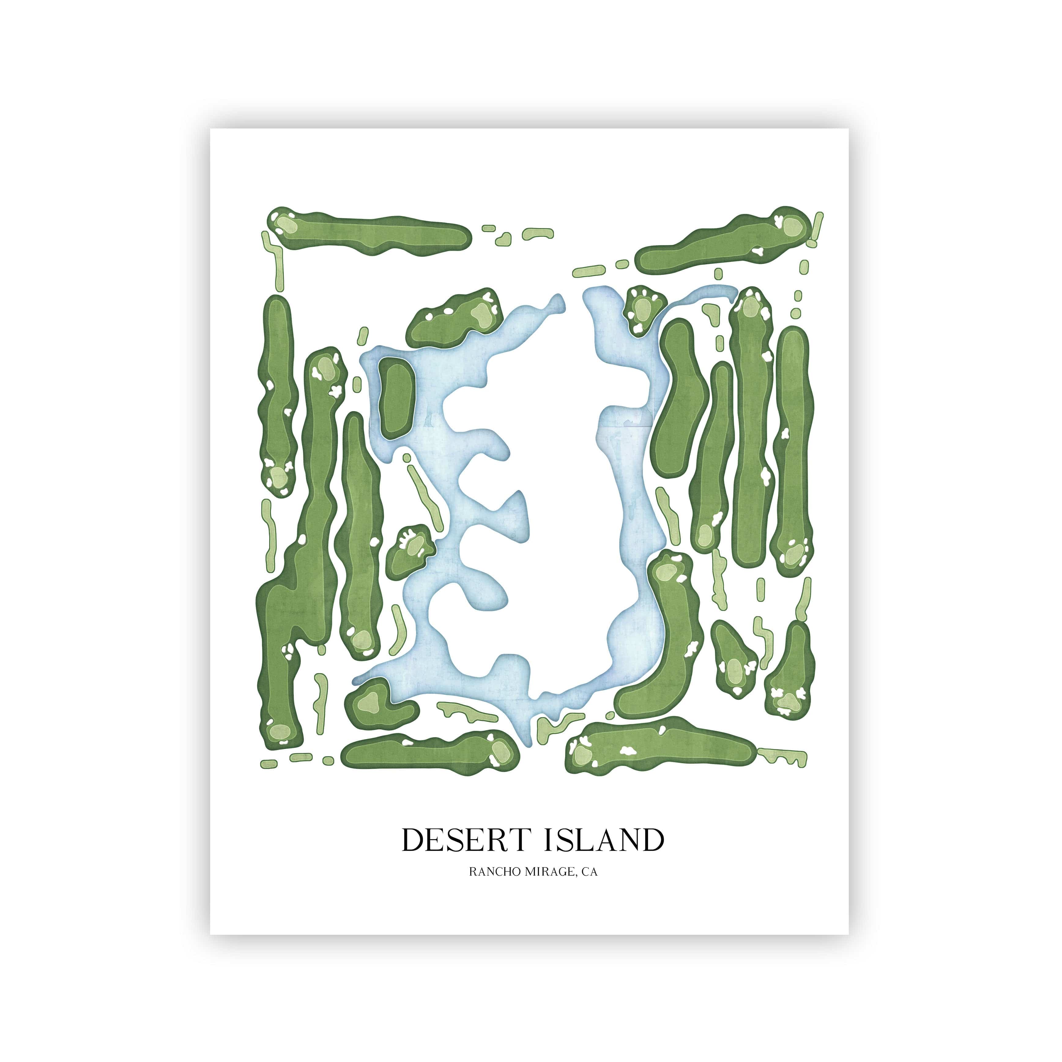 The 19th Hole Golf Shop - Golf Course Prints - Desert Island Golf Course Map Golf Map