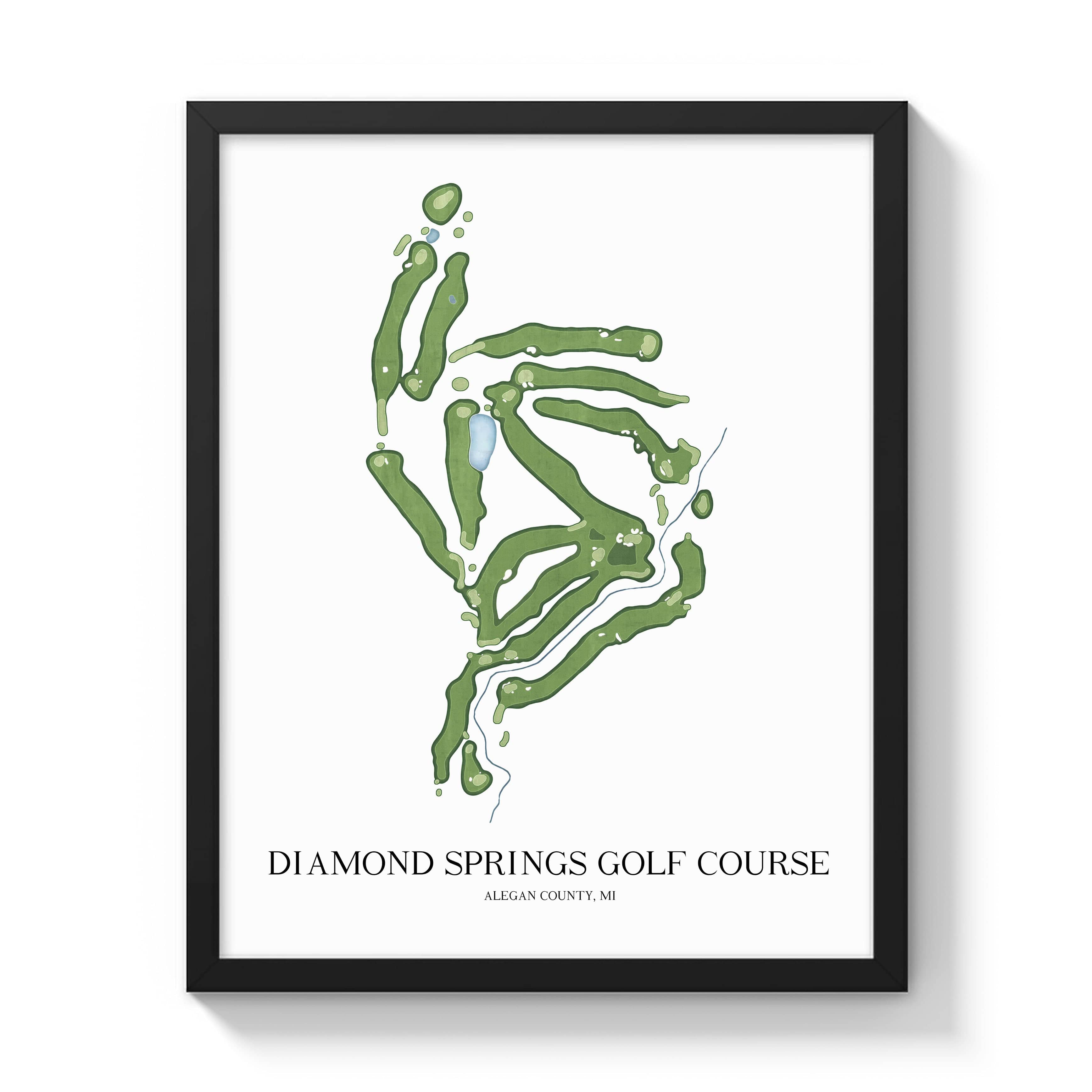 The 19th Hole Golf Shop - Golf Course Prints - Diamond Springs Golf Course Golf Course Map Golf Map