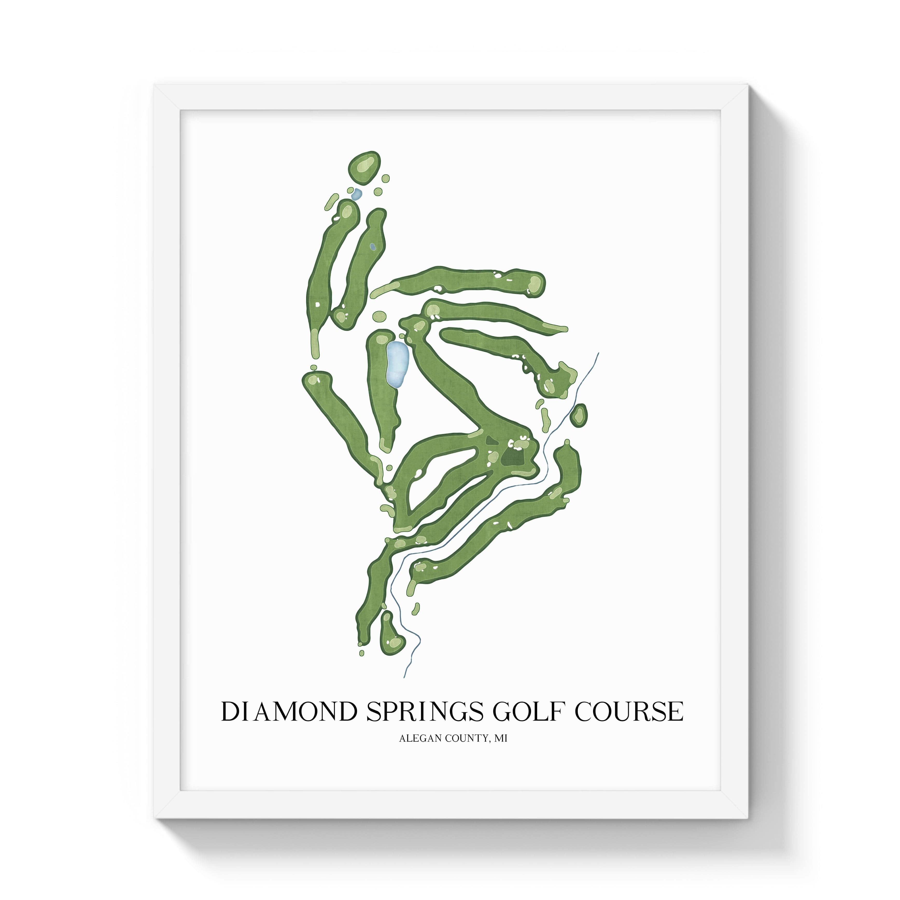 The 19th Hole Golf Shop - Golf Course Prints - Diamond Springs Golf Course Golf Course Map Golf Map
