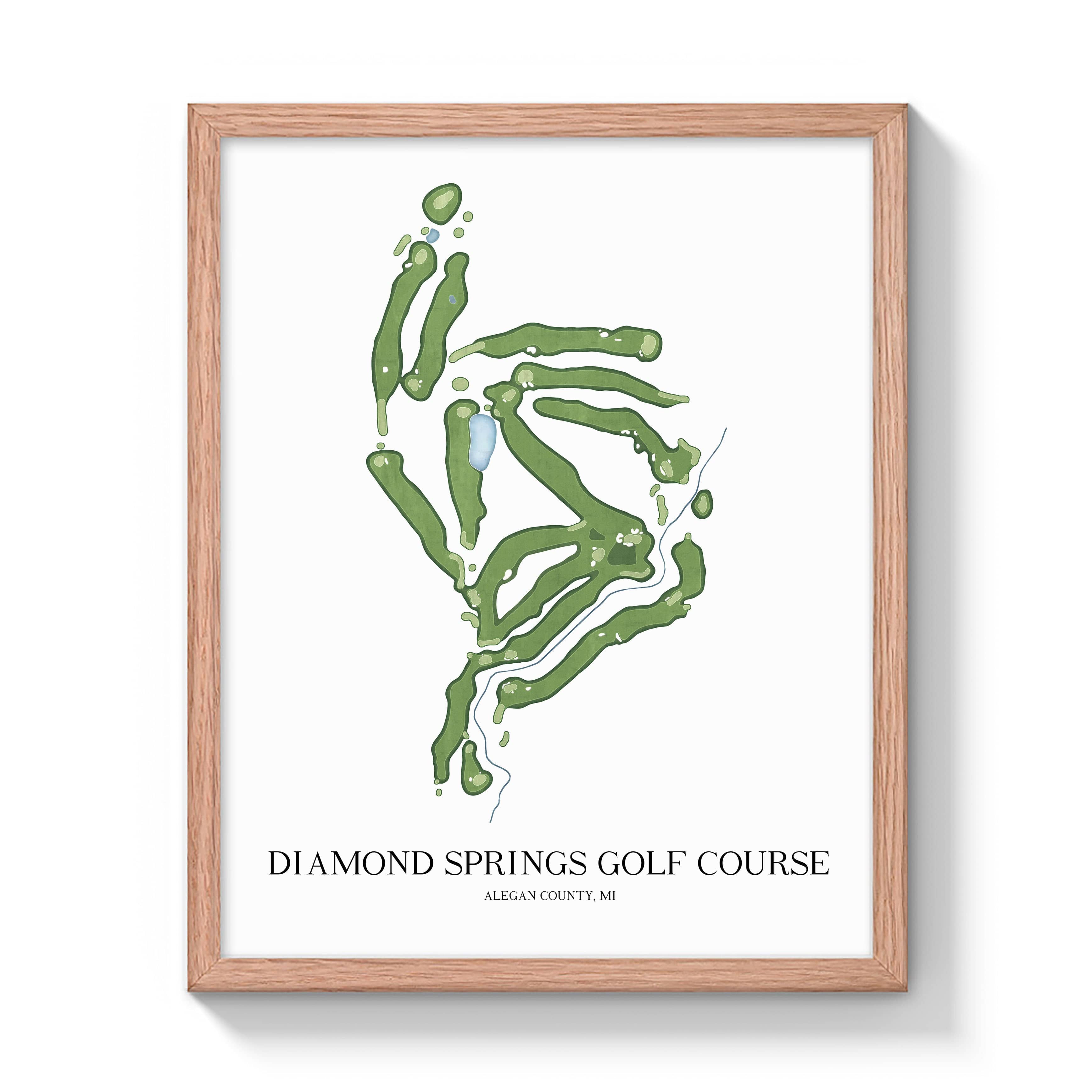 The 19th Hole Golf Shop - Golf Course Prints - Diamond Springs Golf Course Golf Course Map Golf Map