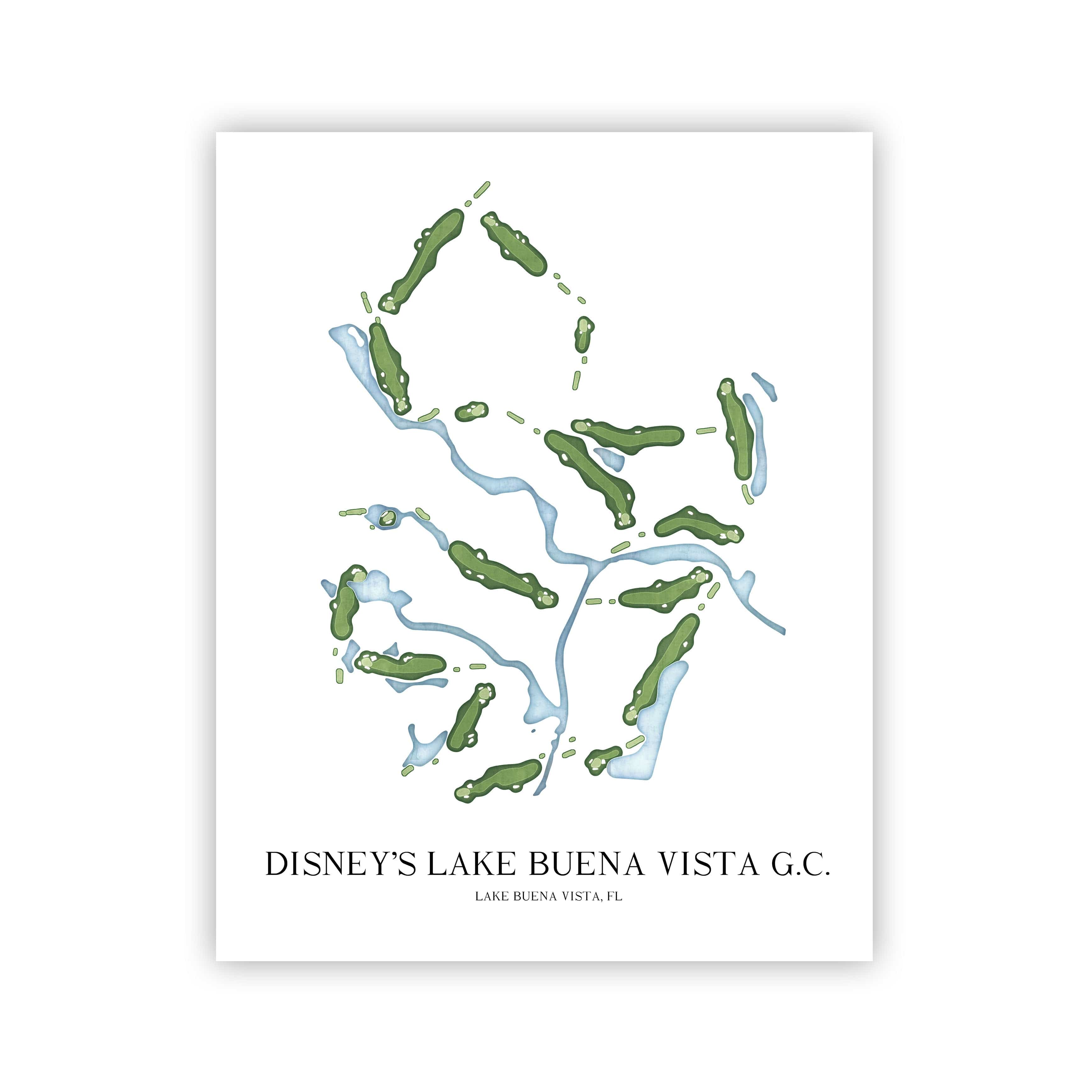 The 19th Hole Golf Shop - Golf Course Prints - Disney's Lake Buena Vista Golf Course Golf Course Map Golf Map