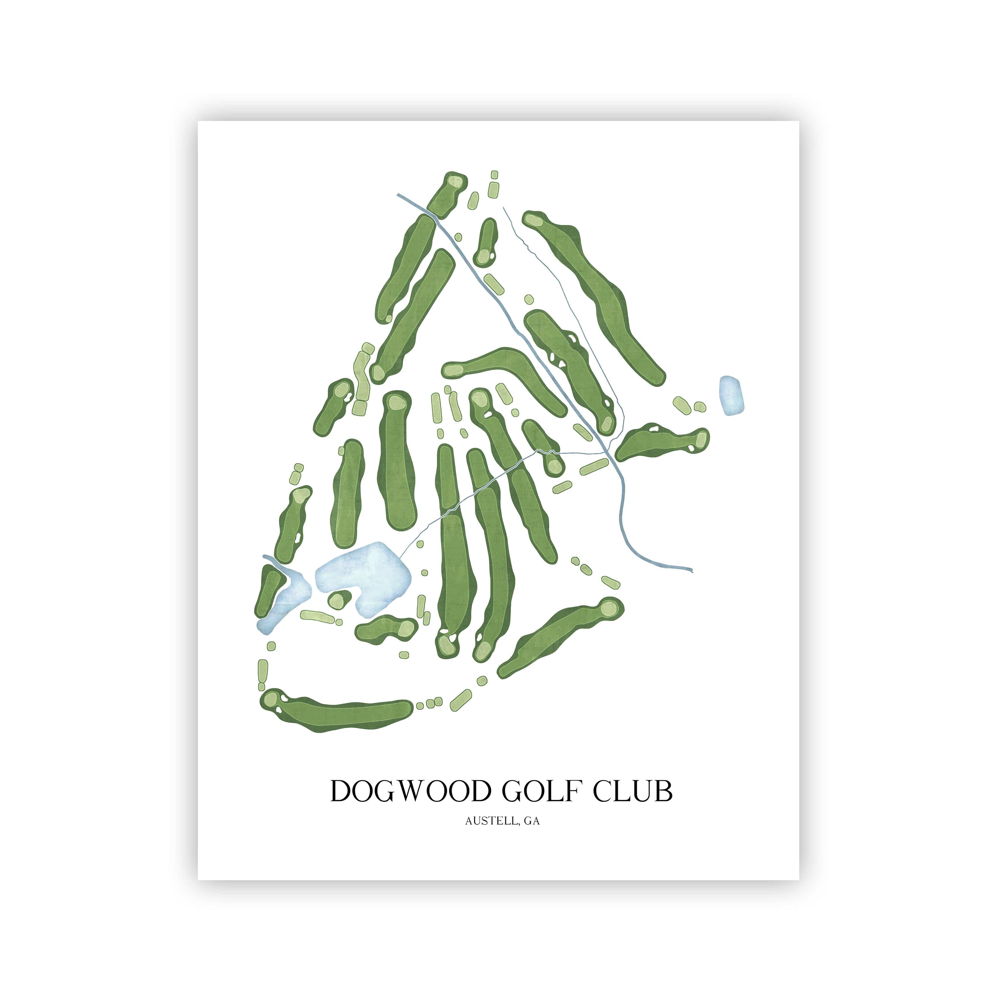 The 19th Hole Golf Shop - Golf Course Prints - Dogwood Golf Club Golf Course Map Golf Map