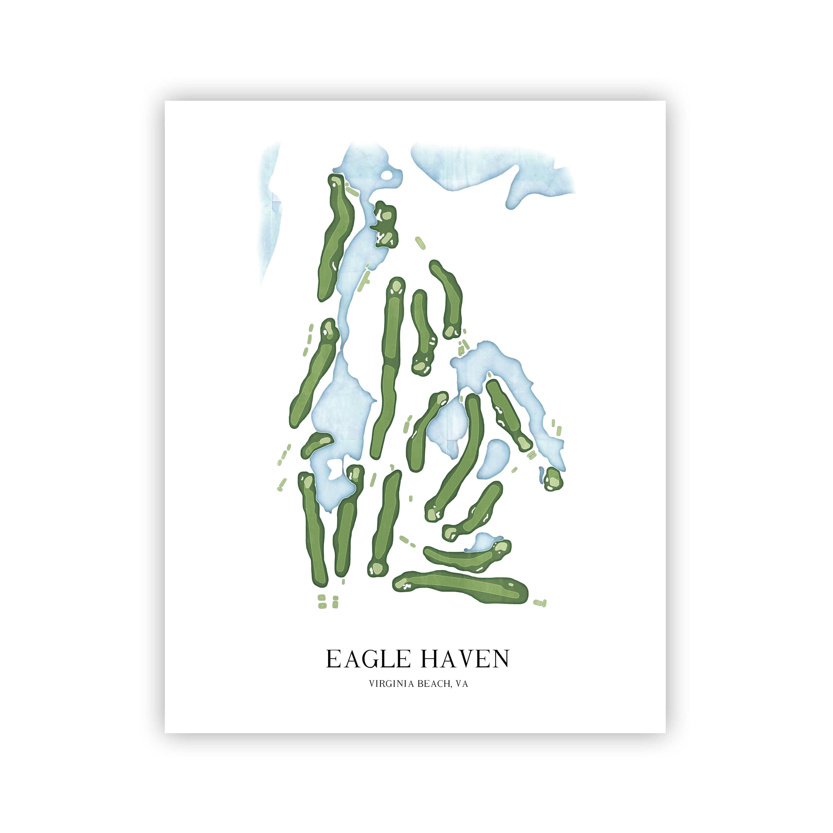 The 19th Hole Golf Shop - Golf Course Prints - Eagle Haven Golf Course Map Golf Map