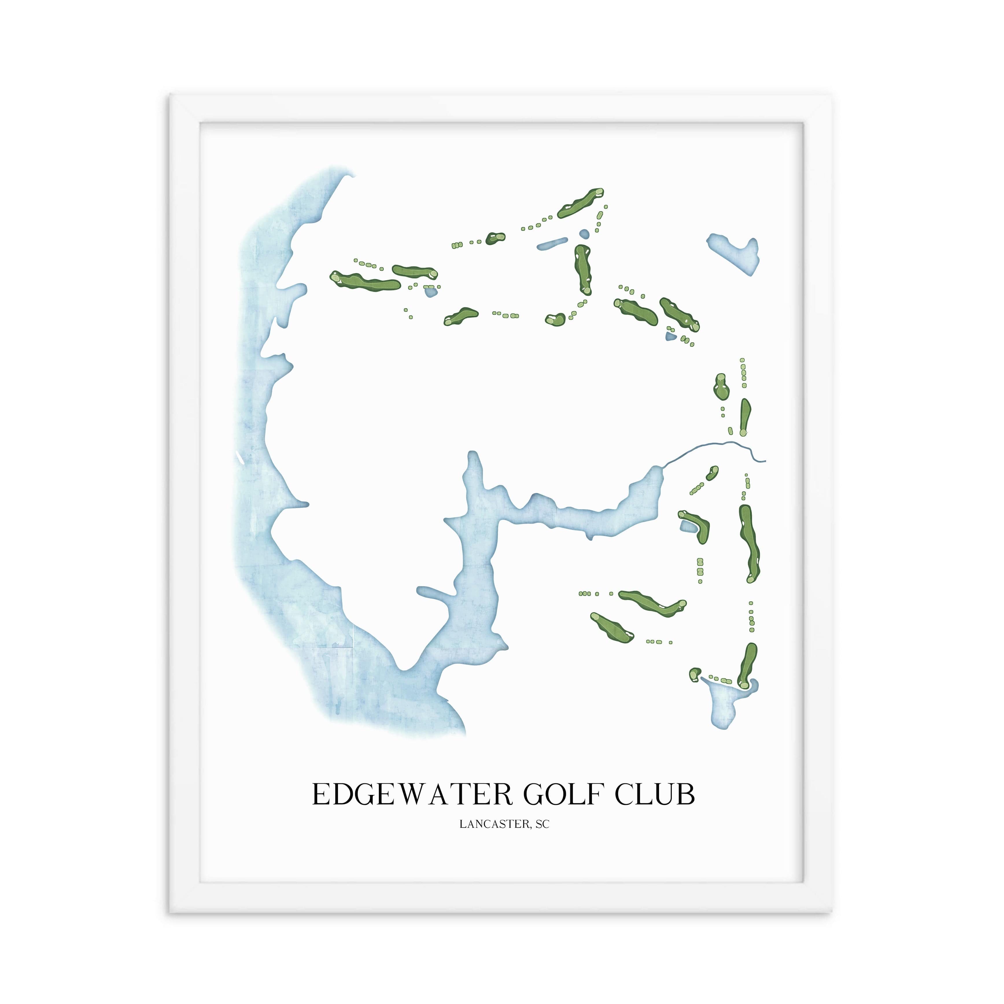 The 19th Hole Golf Shop - Golf Course Prints - Edgewater Golf Club Golf Course Map Golf Map