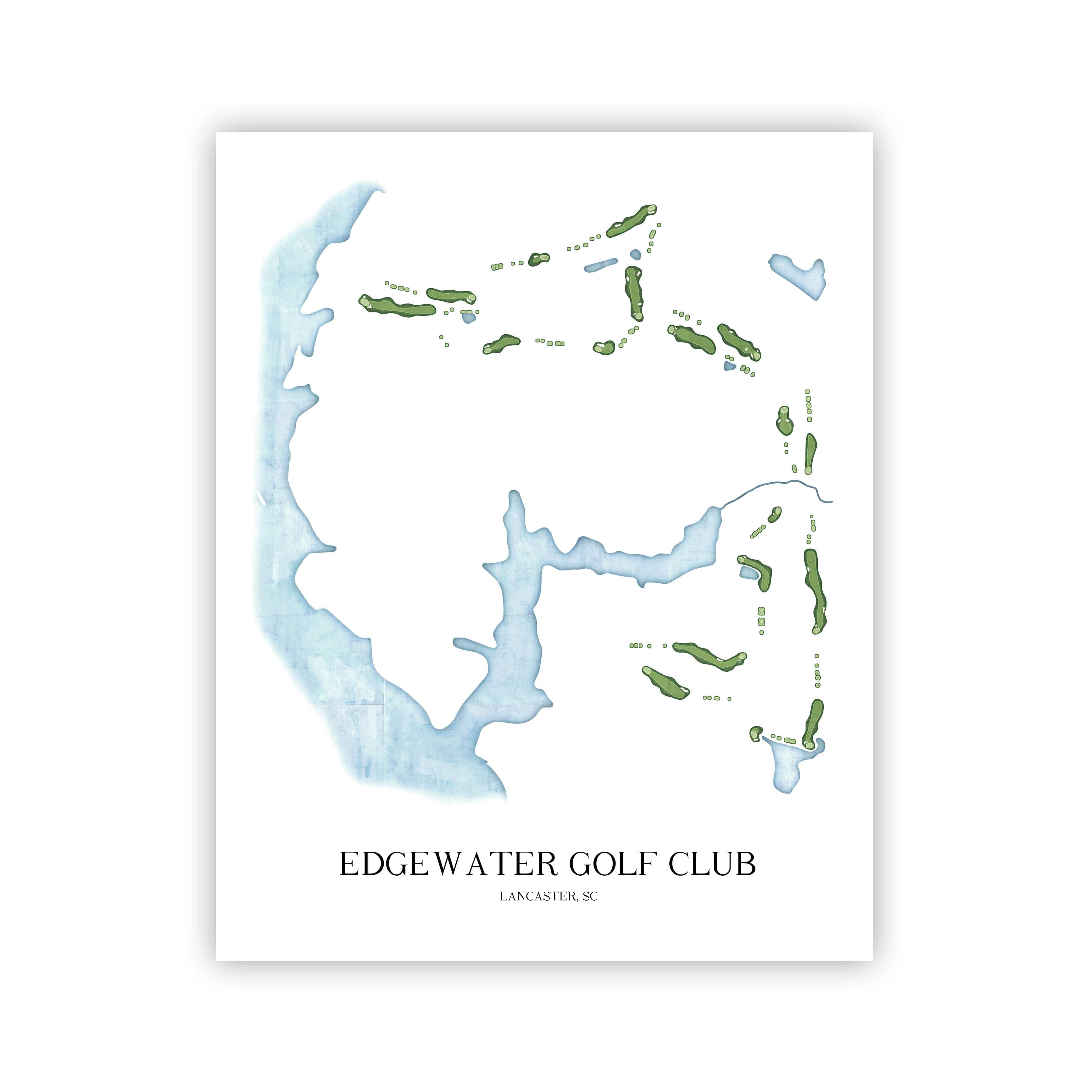 The 19th Hole Golf Shop - Golf Course Prints - Edgewater Golf Club Golf Course Map Golf Map