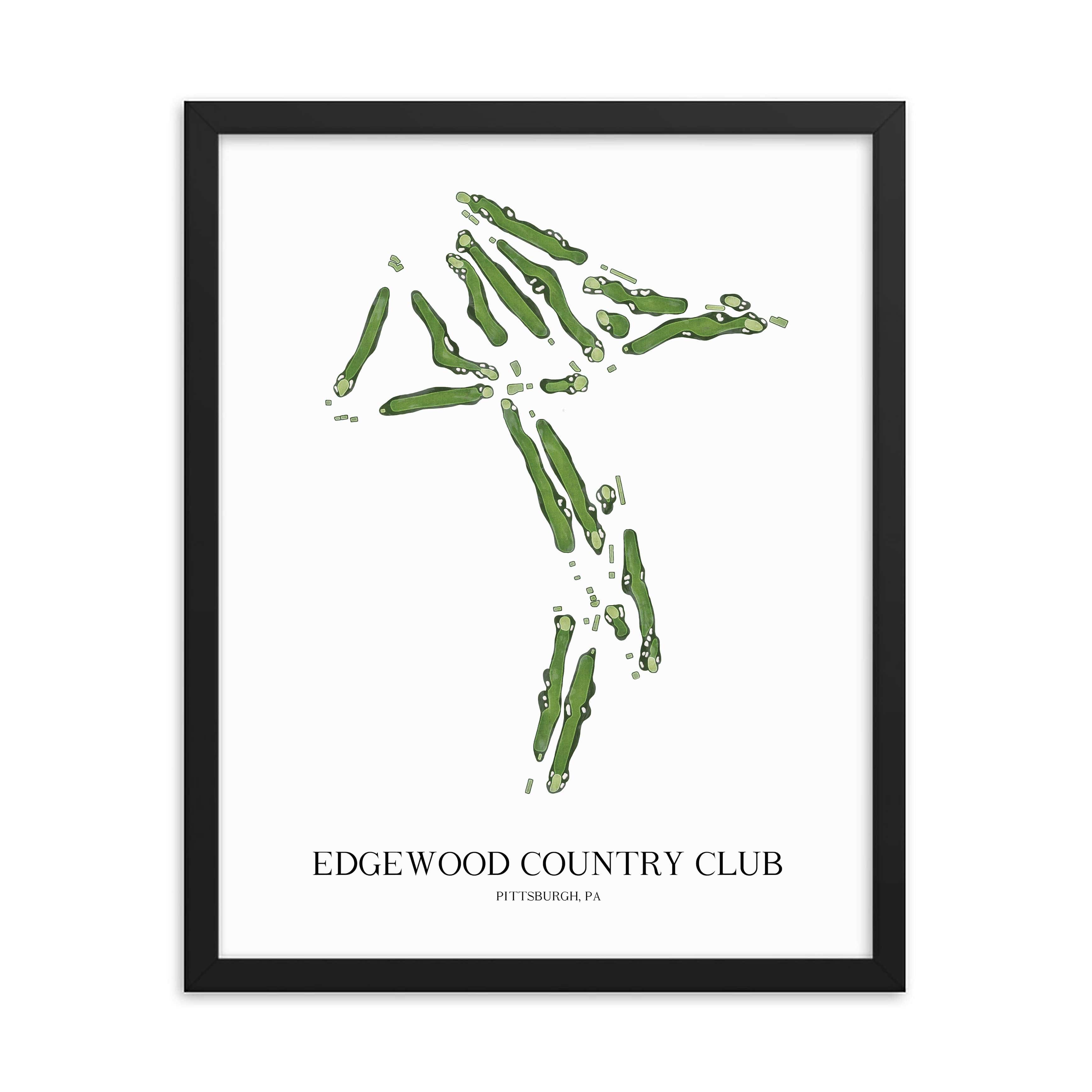 The 19th Hole Golf Shop - Golf Course Prints - Edgewood Country Club Golf Course Map Golf Map