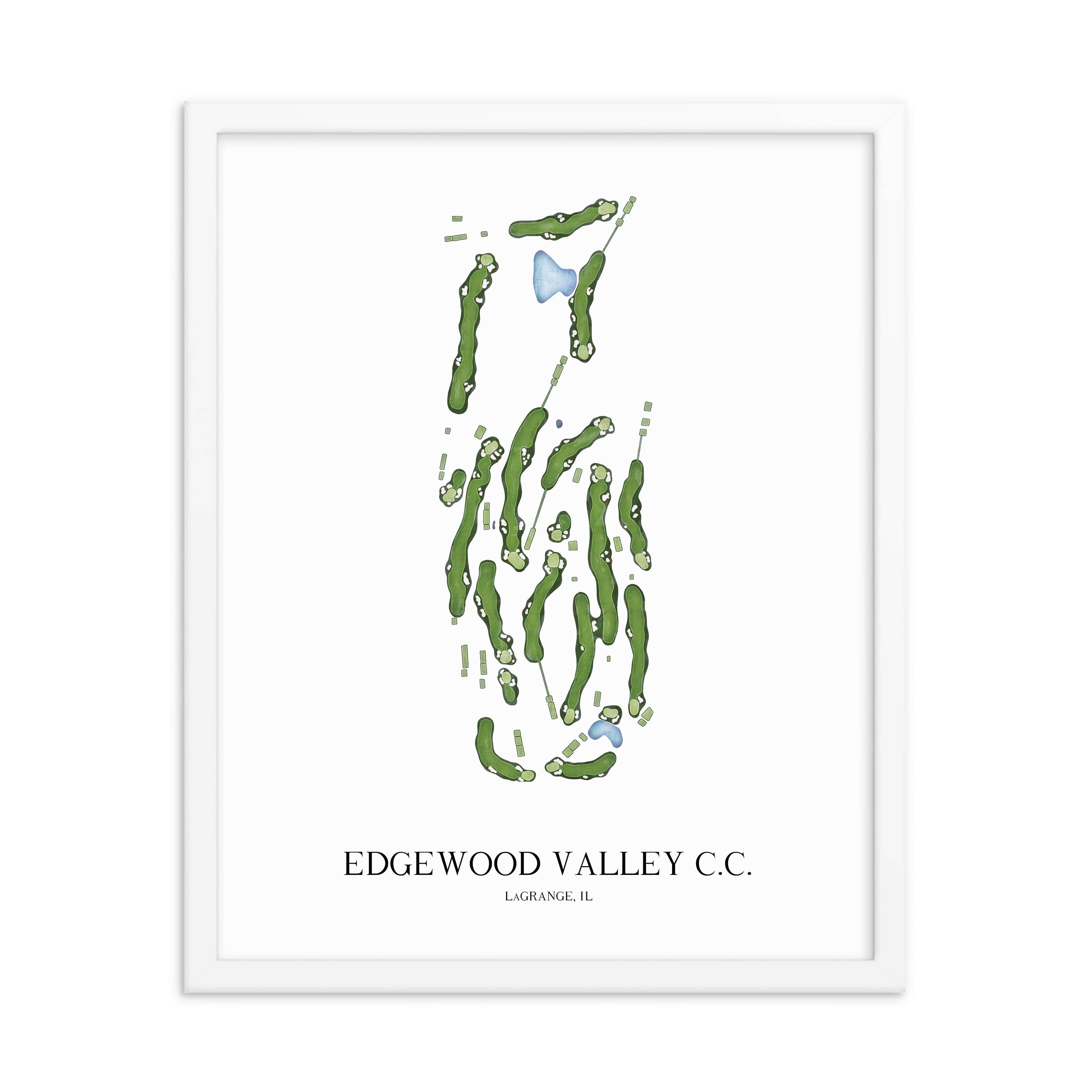 The 19th Hole Golf Shop - Golf Course Prints - Edgewood Valley Country Club Golf Course Map Golf Map
