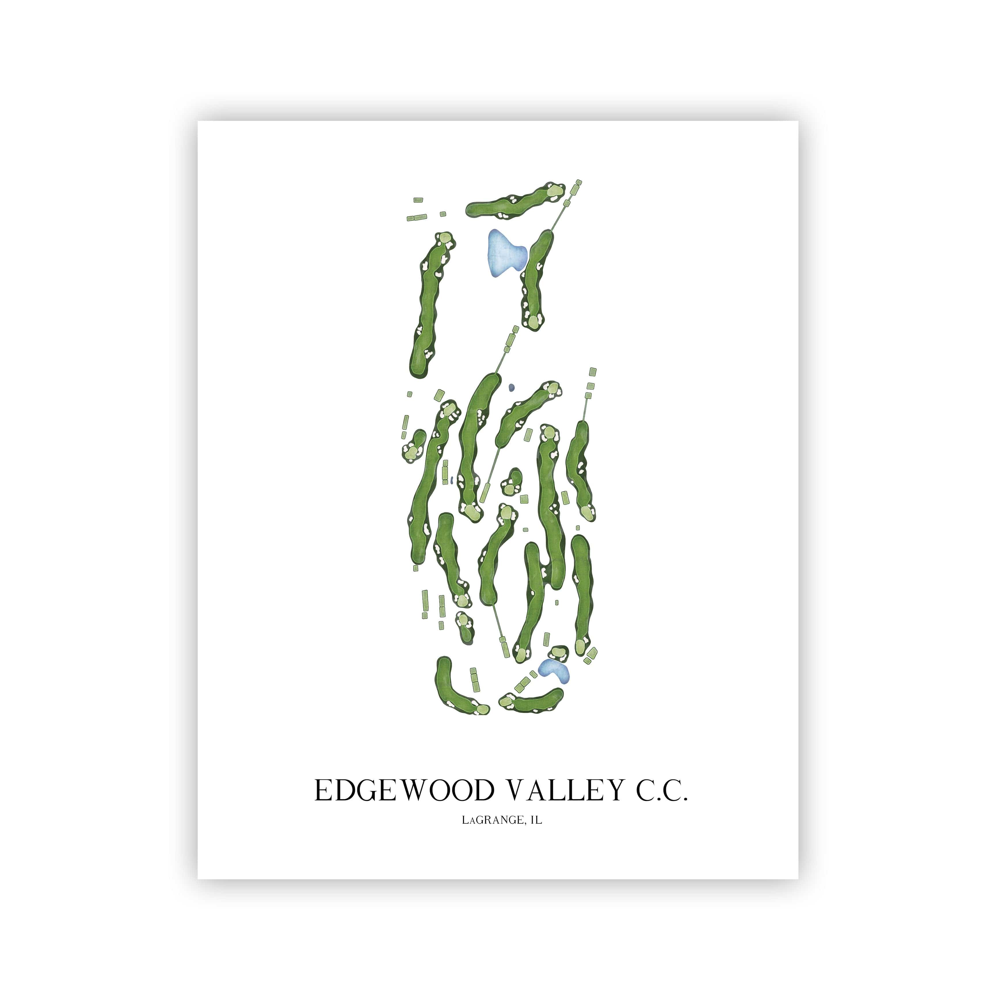The 19th Hole Golf Shop - Golf Course Prints - Edgewood Valley Country Club Golf Course Map Golf Map