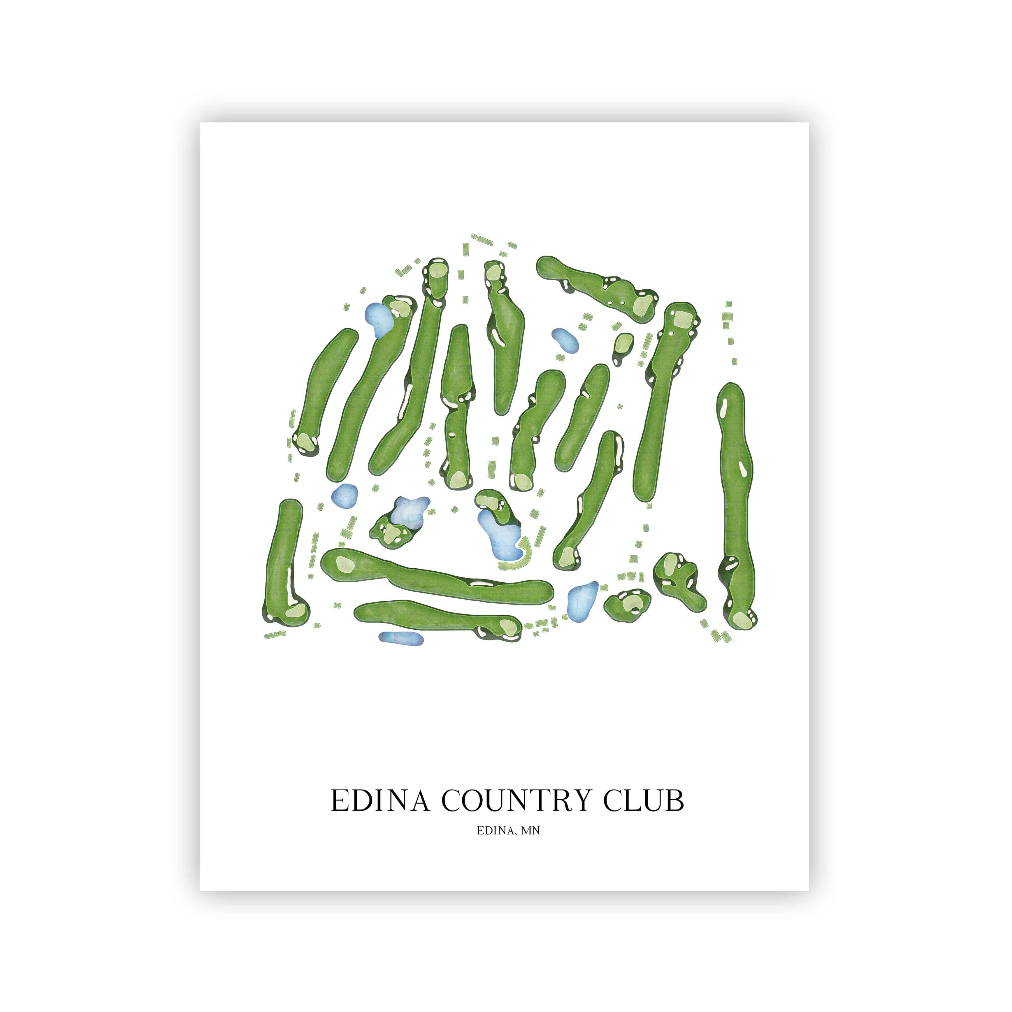 The 19th Hole Golf Shop - Golf Course Prints - Edina Country Club Golf Course Map Golf Map