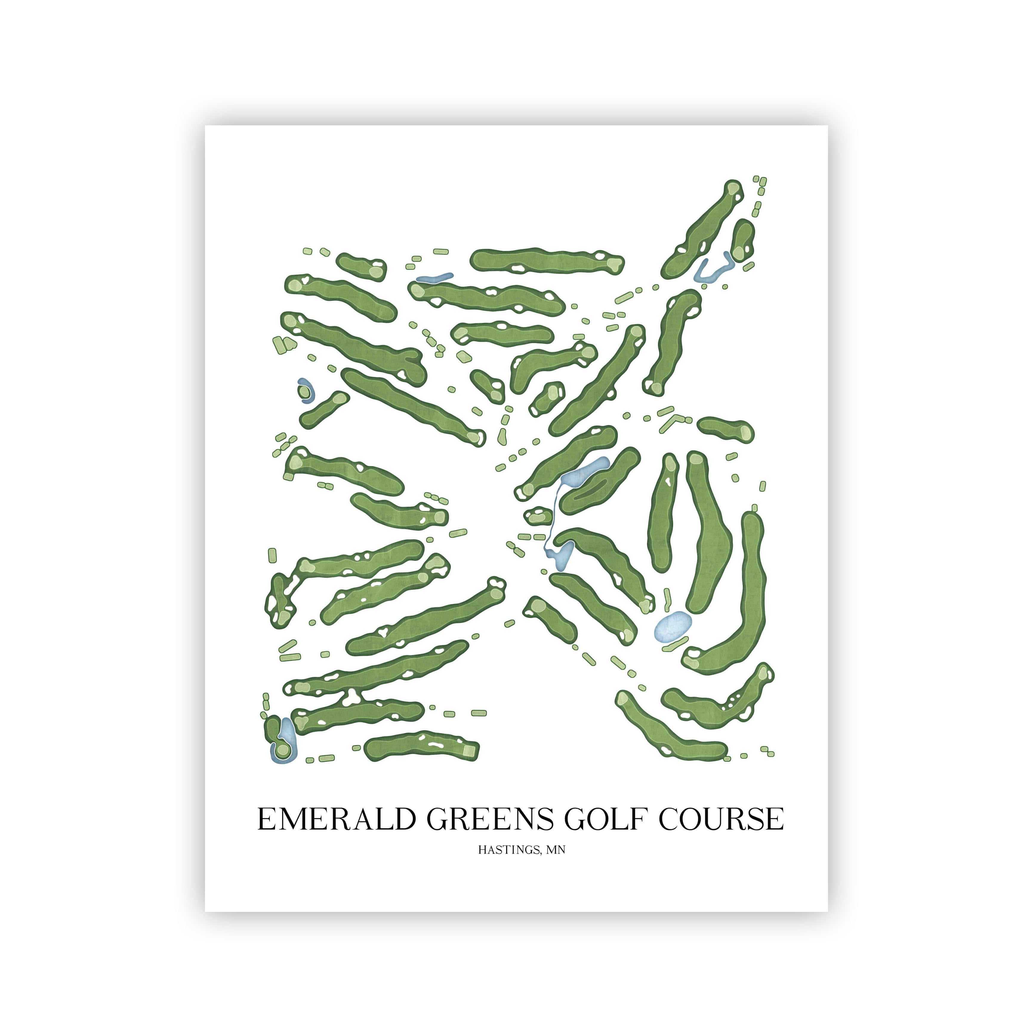 The 19th Hole Golf Shop - Golf Course Prints - Emerald Greens Golf Course Golf Course Map Golf Map