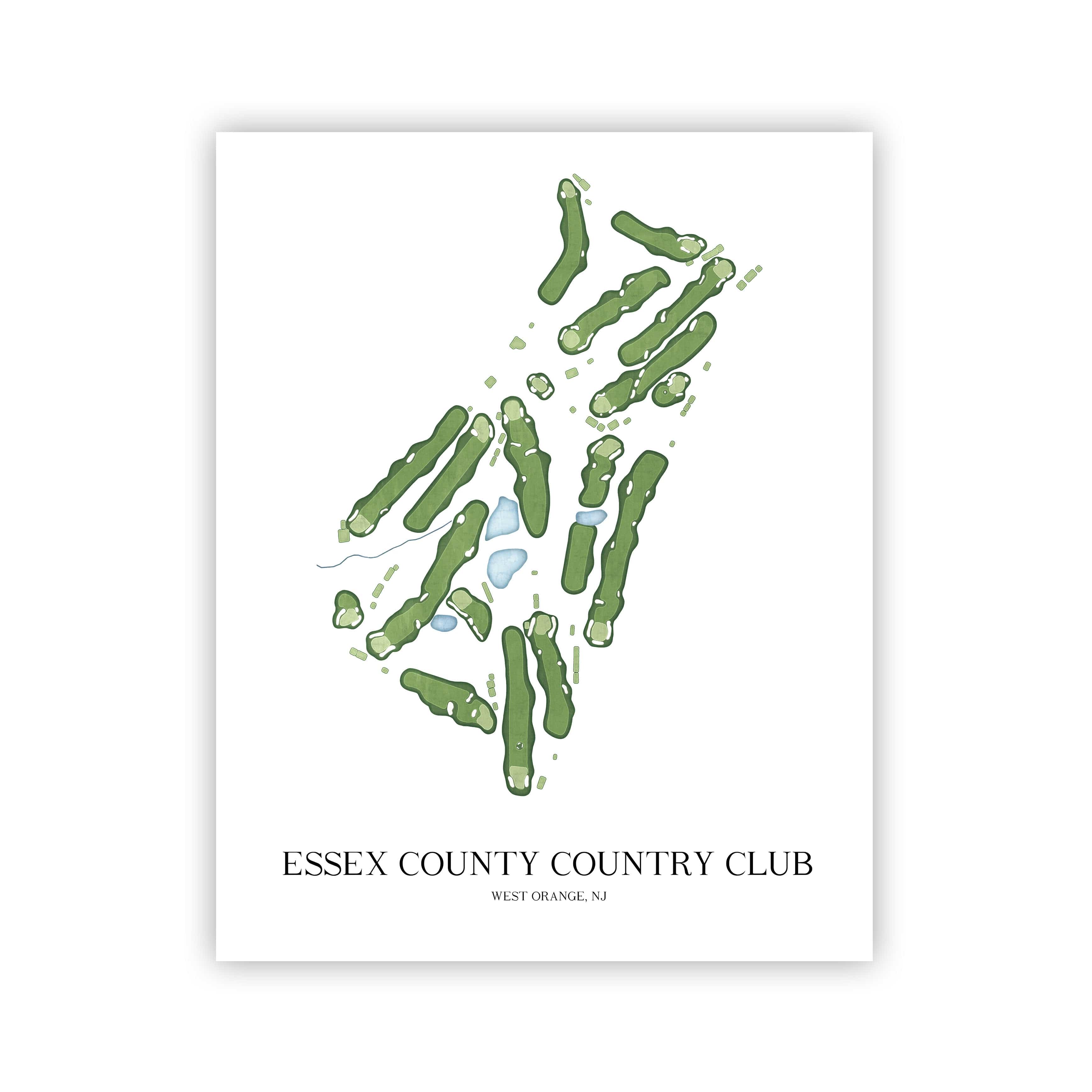 The 19th Hole Golf Shop - Golf Course Prints - Essex County Country Club Golf Course Map Golf Map