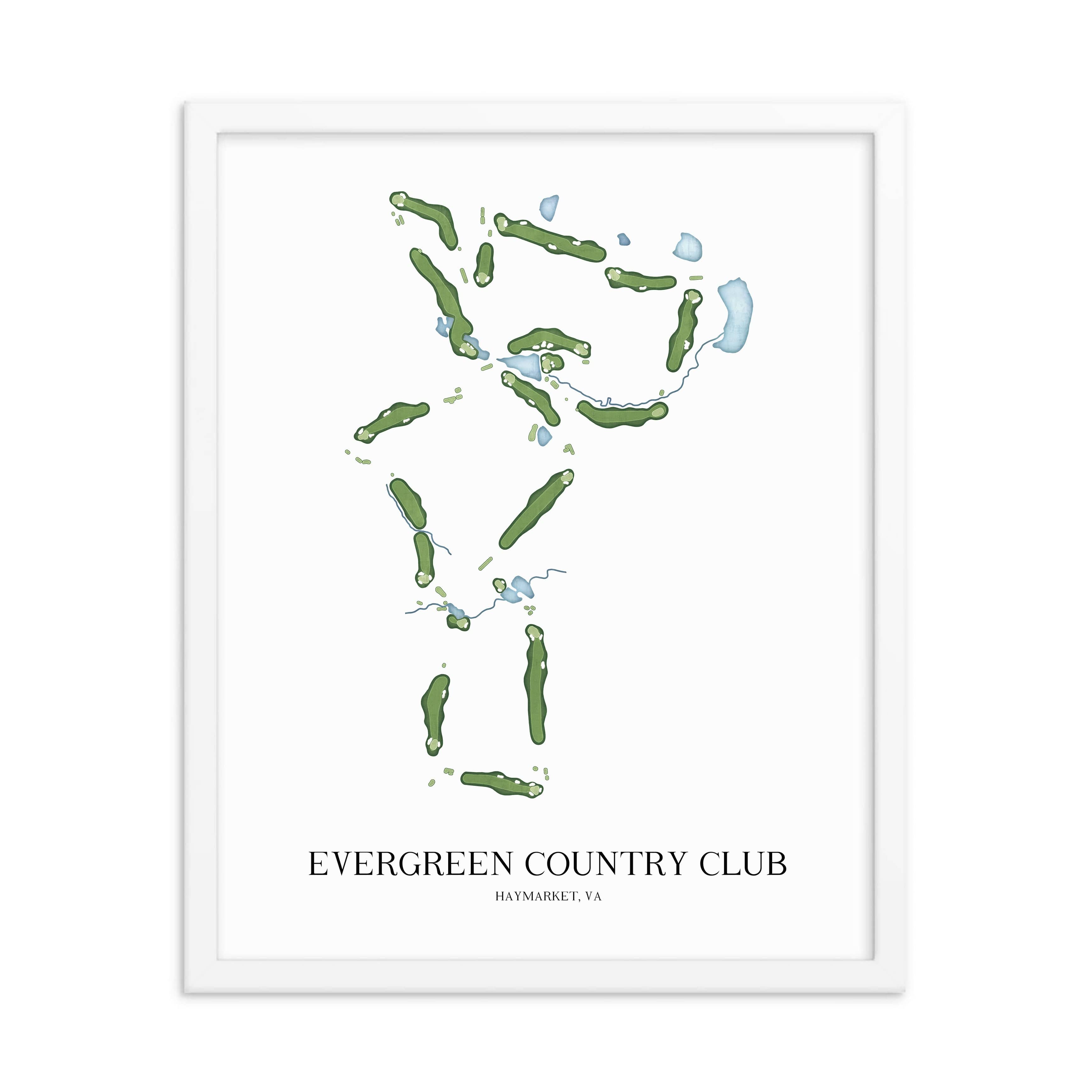 The 19th Hole Golf Shop - Golf Course Prints - Evergreen Country Club Golf Course Map Golf Map