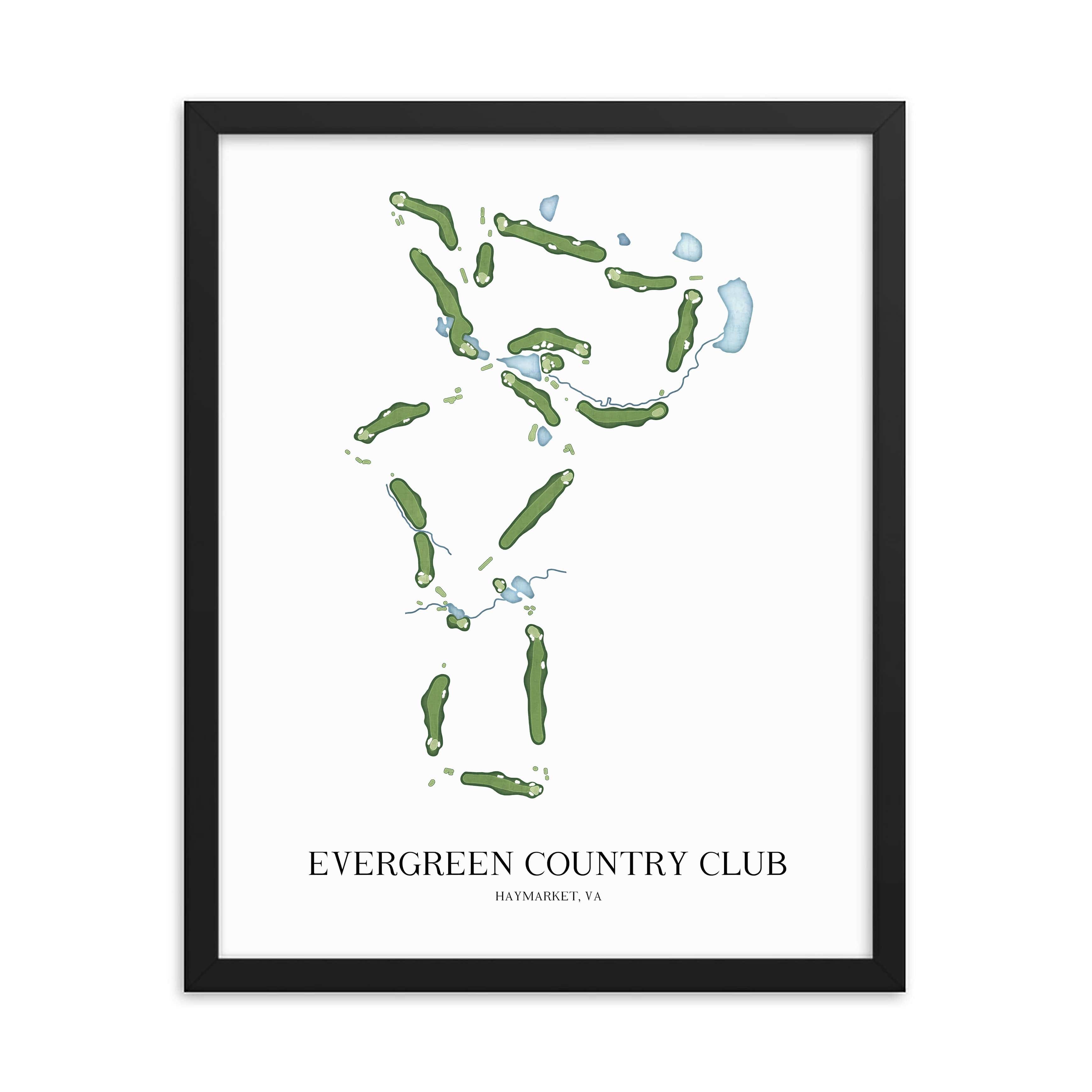 The 19th Hole Golf Shop - Golf Course Prints - Evergreen Country Club Golf Course Map Golf Map