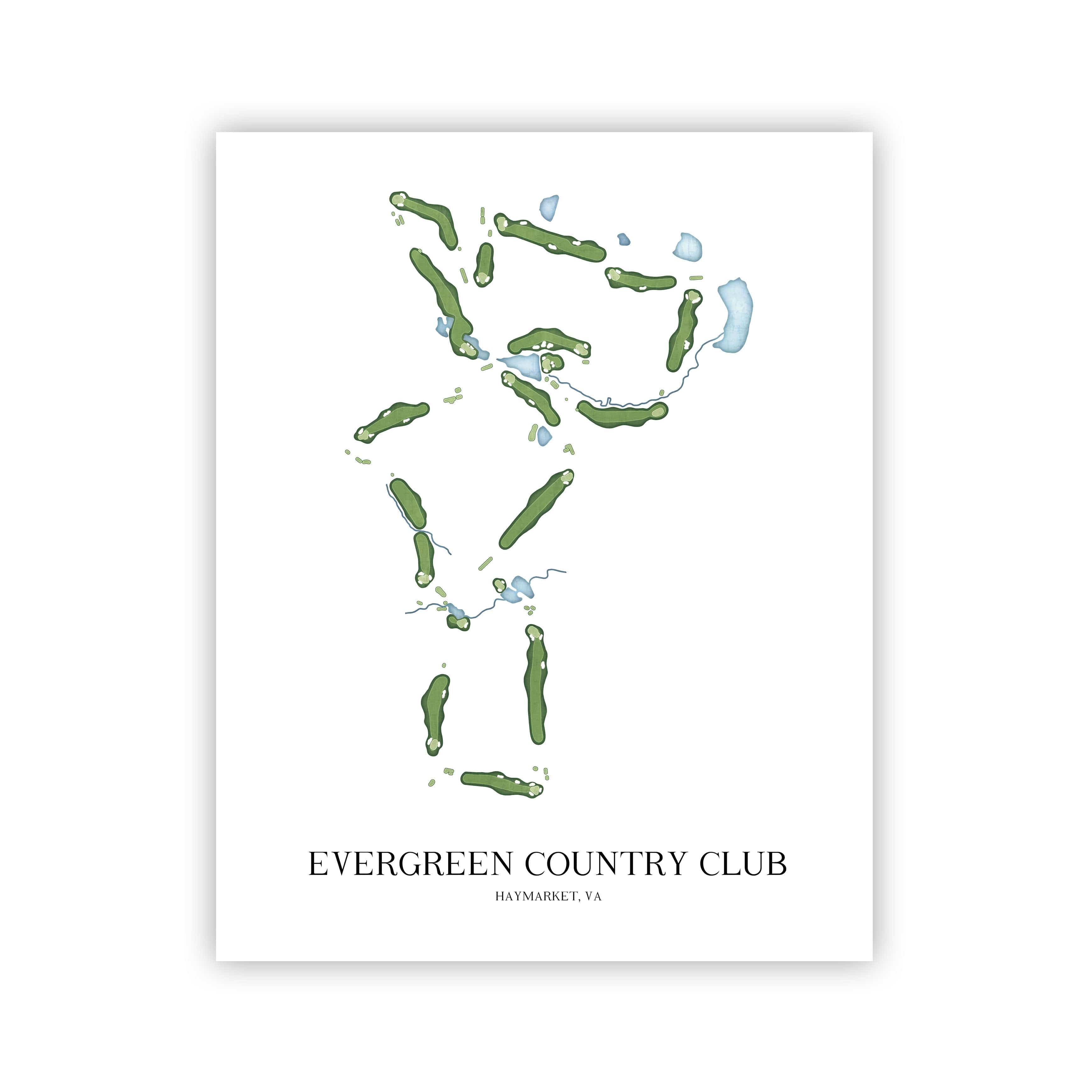 The 19th Hole Golf Shop - Golf Course Prints - Evergreen Country Club Golf Course Map Golf Map