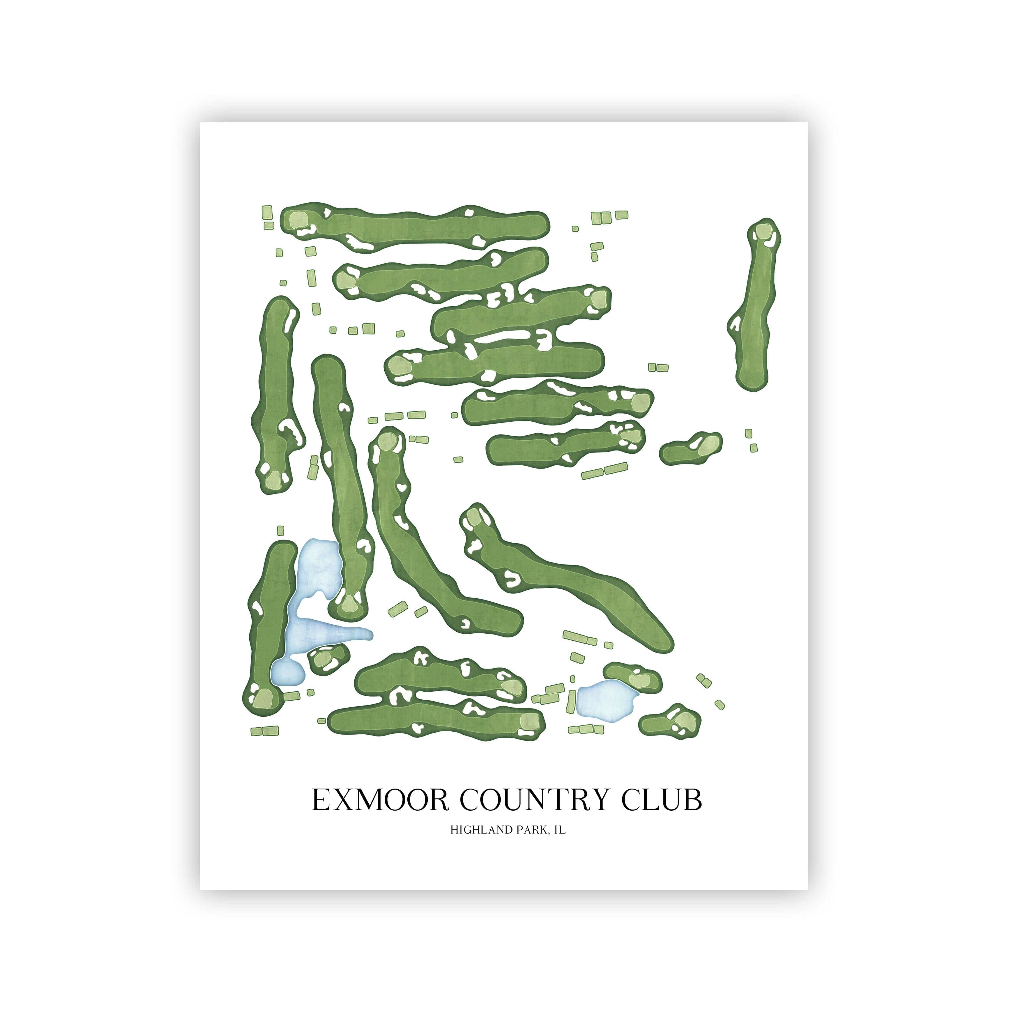 The 19th Hole Golf Shop - Golf Course Prints - Exmoor Country Club Golf Course Map Golf Map