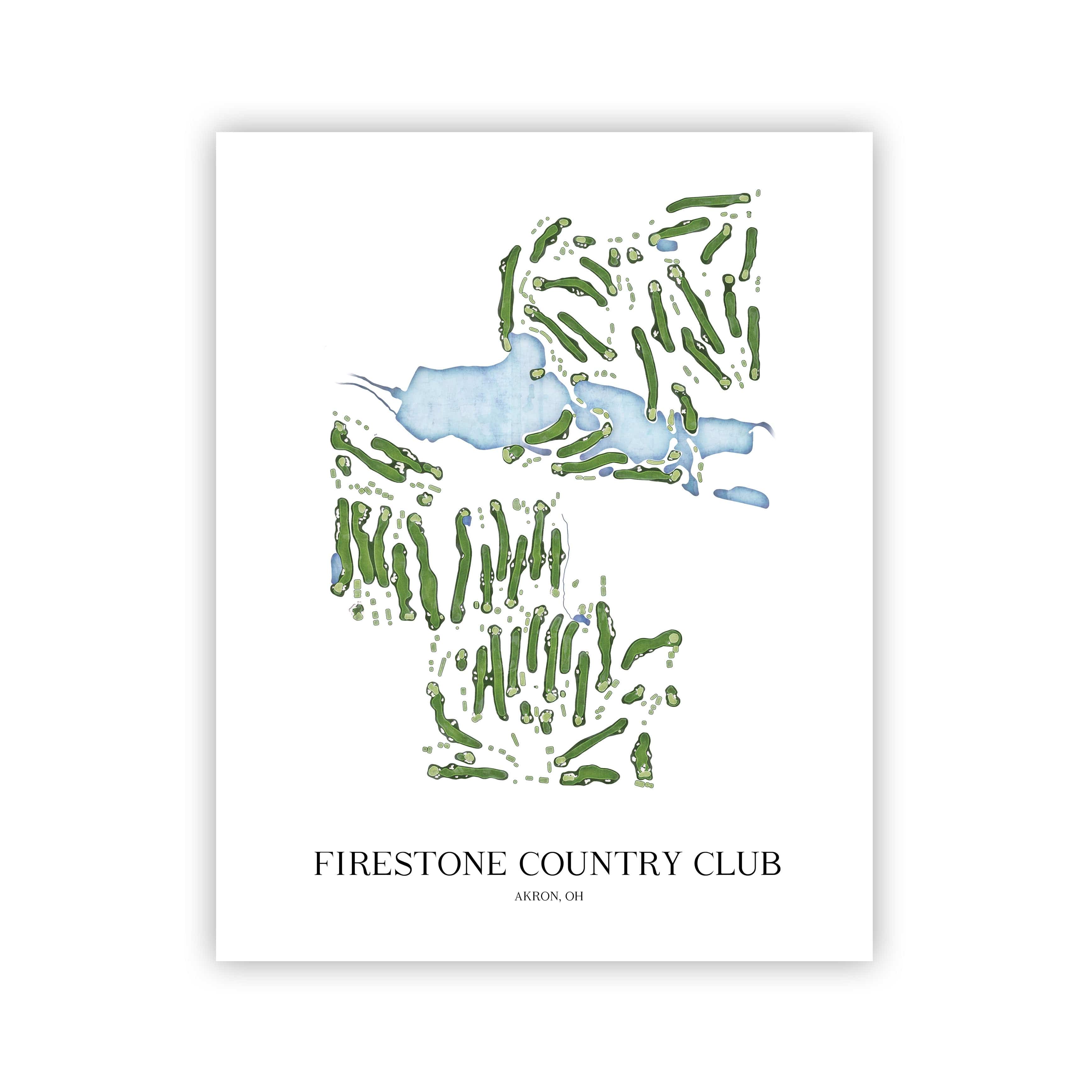 The 19th Hole Golf Shop - Golf Course Prints - Firestone Country Club Golf Course Map Golf Map