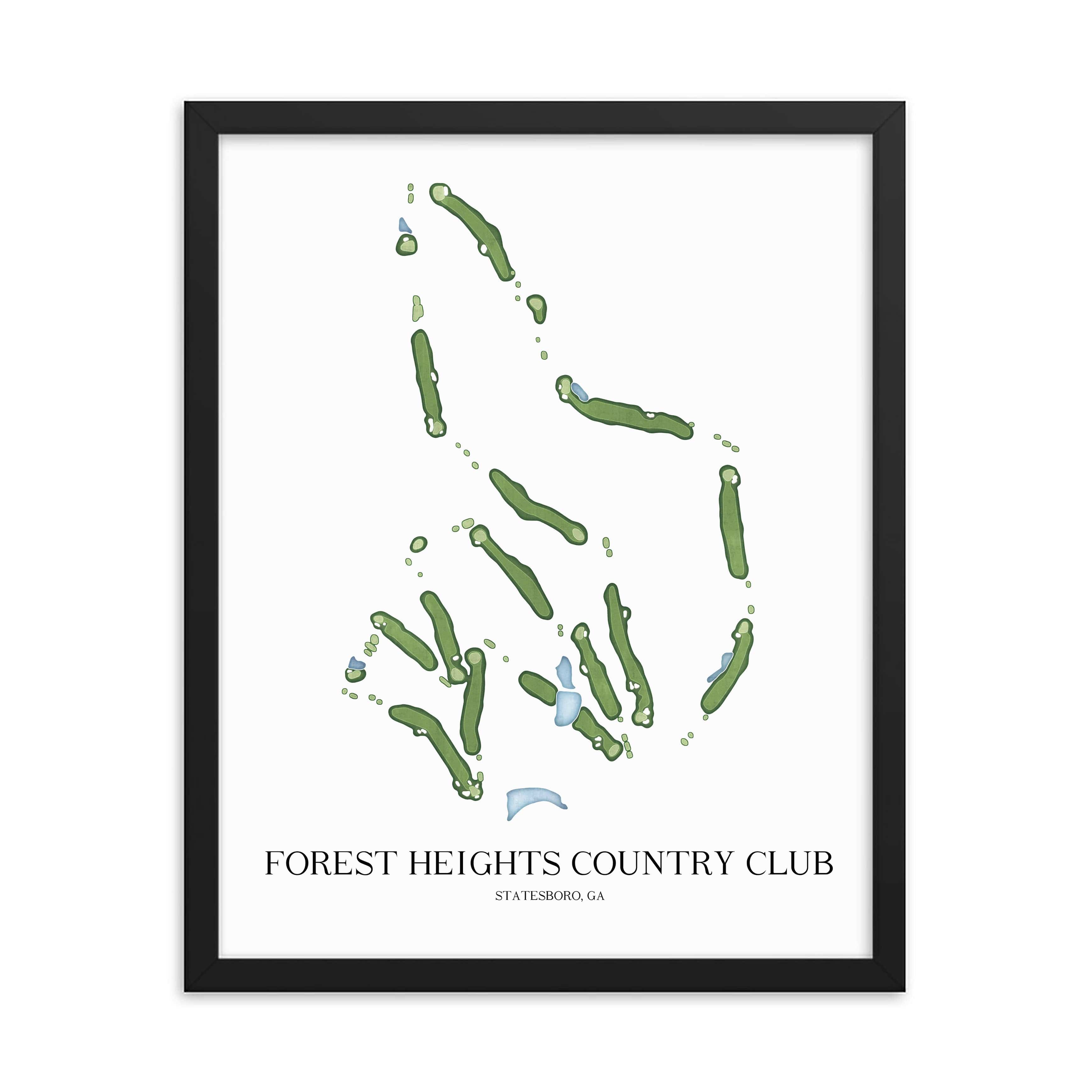 The 19th Hole Golf Shop - Golf Course Prints - Forest Heights Country Club Golf Course Map Golf Map