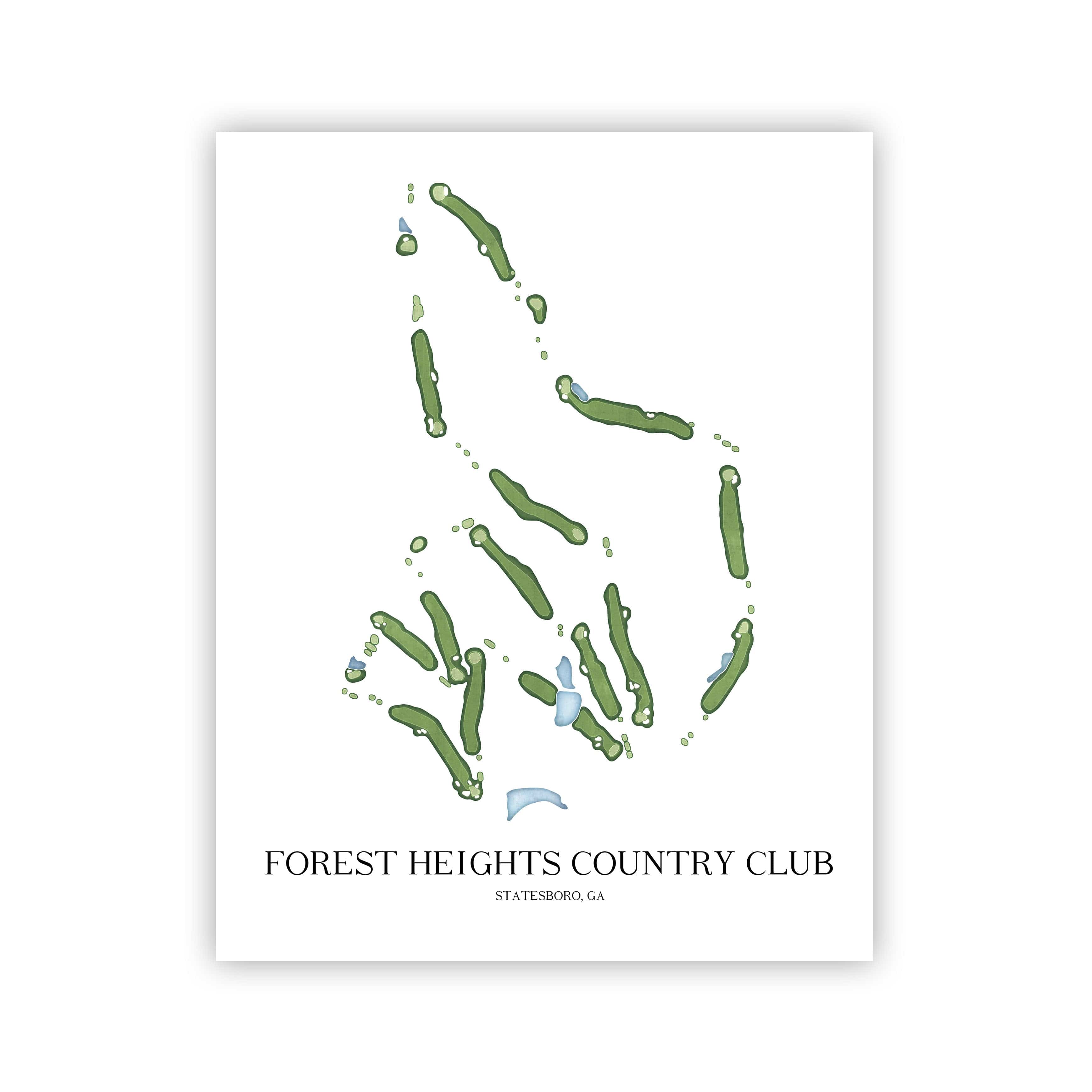 The 19th Hole Golf Shop - Golf Course Prints - Forest Heights Country Club Golf Course Map Golf Map