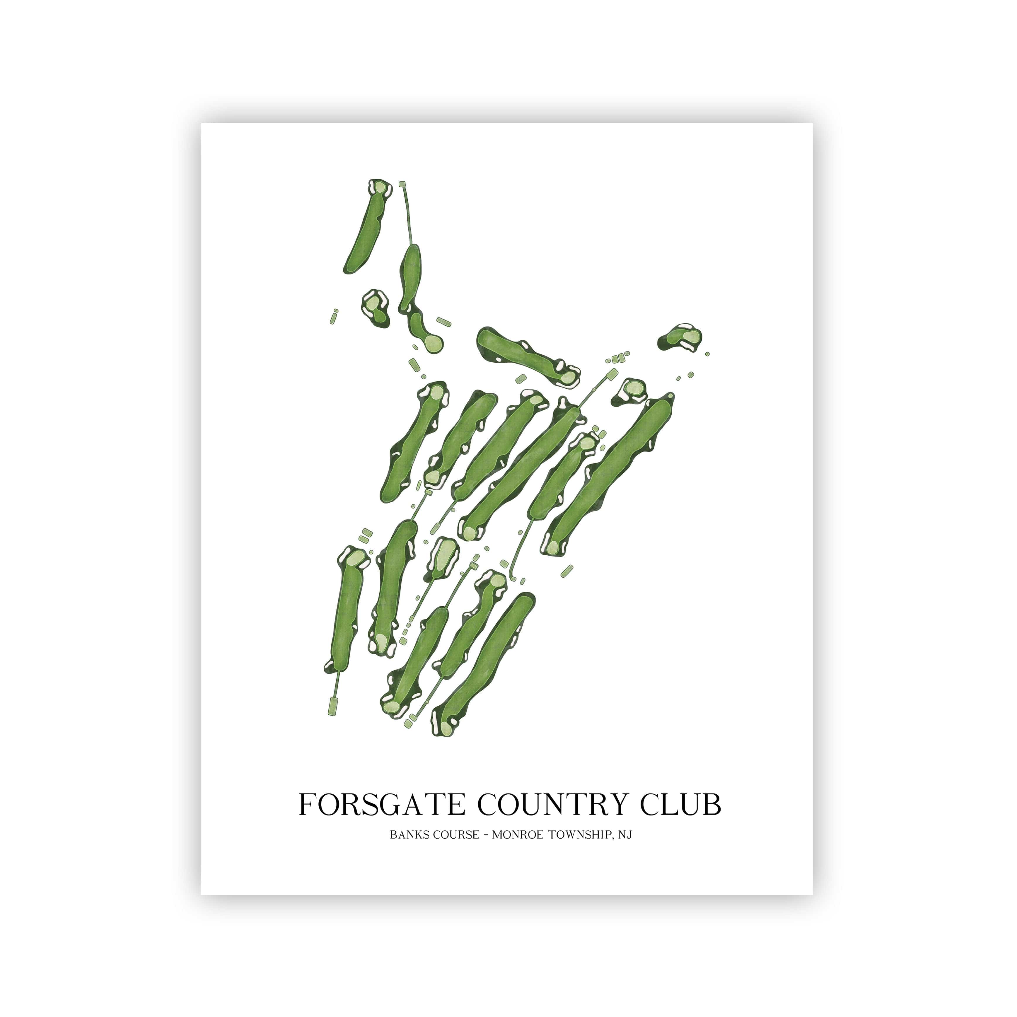 The 19th Hole Golf Shop - Golf Course Prints - Forsgate Country Club - Banks Course Golf Course Map Golf Map
