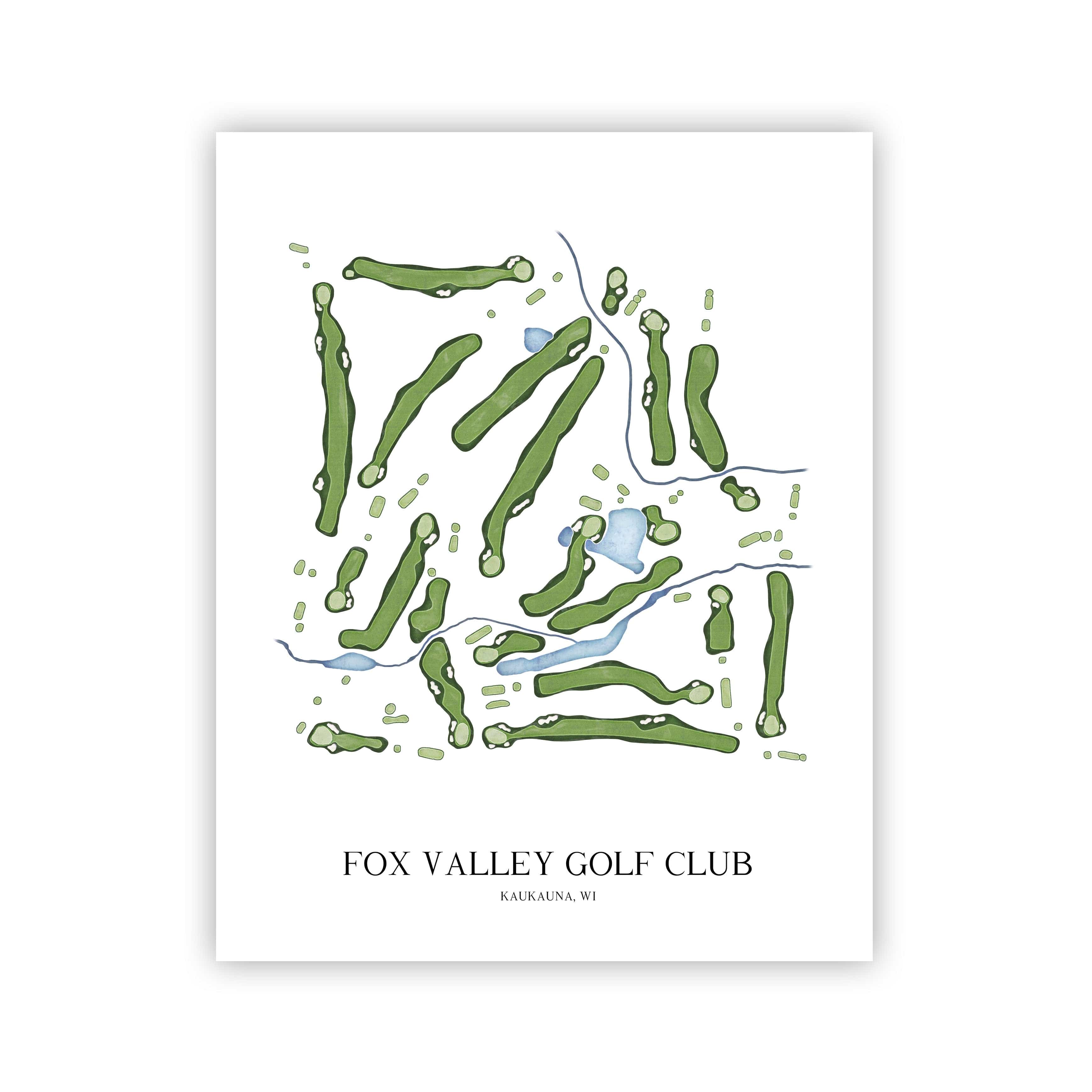The 19th Hole Golf Shop - Golf Course Prints - Fox Valley Golf Club Golf Course Map Golf Map
