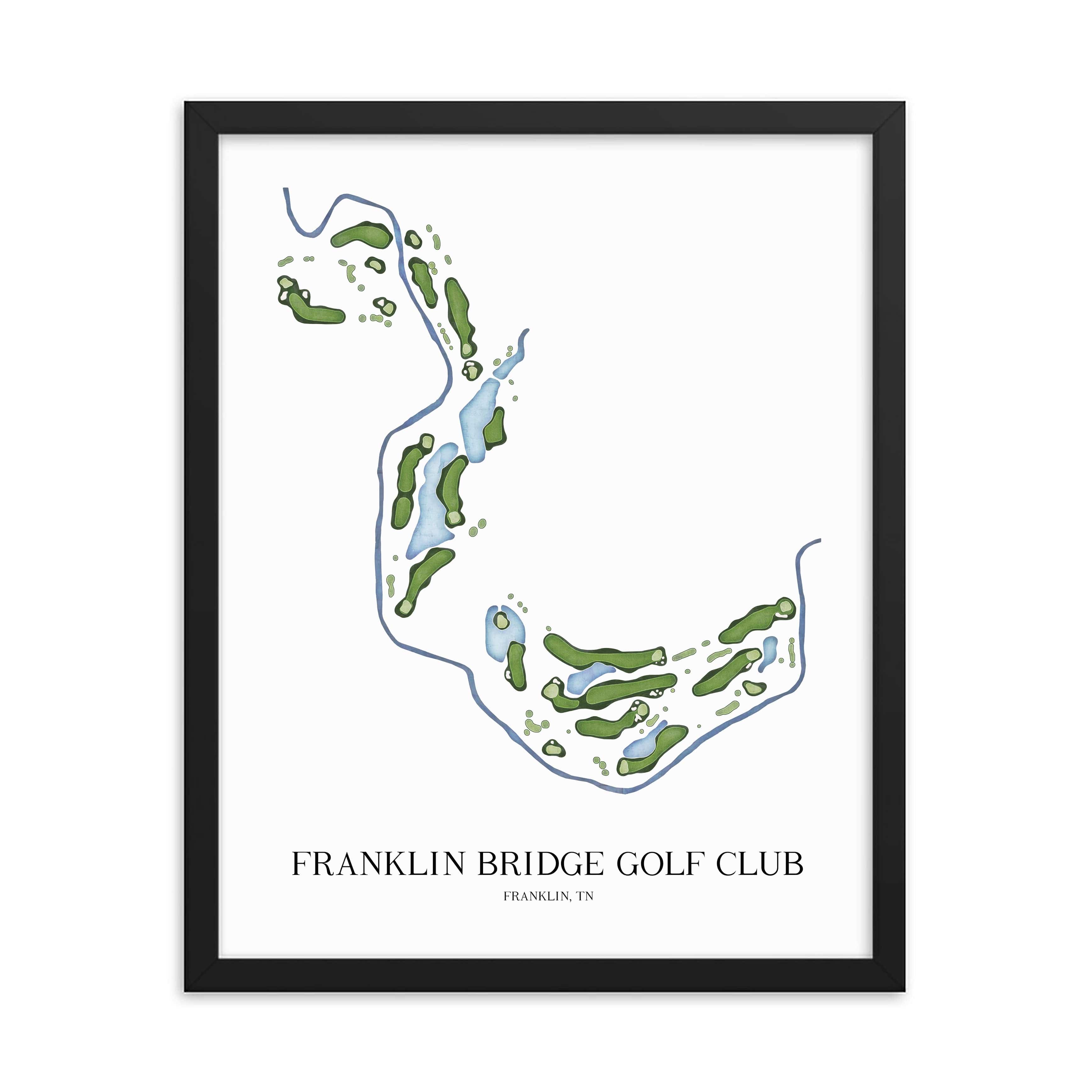 The 19th Hole Golf Shop - Golf Course Prints - Franklin Bridge Golf Club Golf Course Map Golf Map
