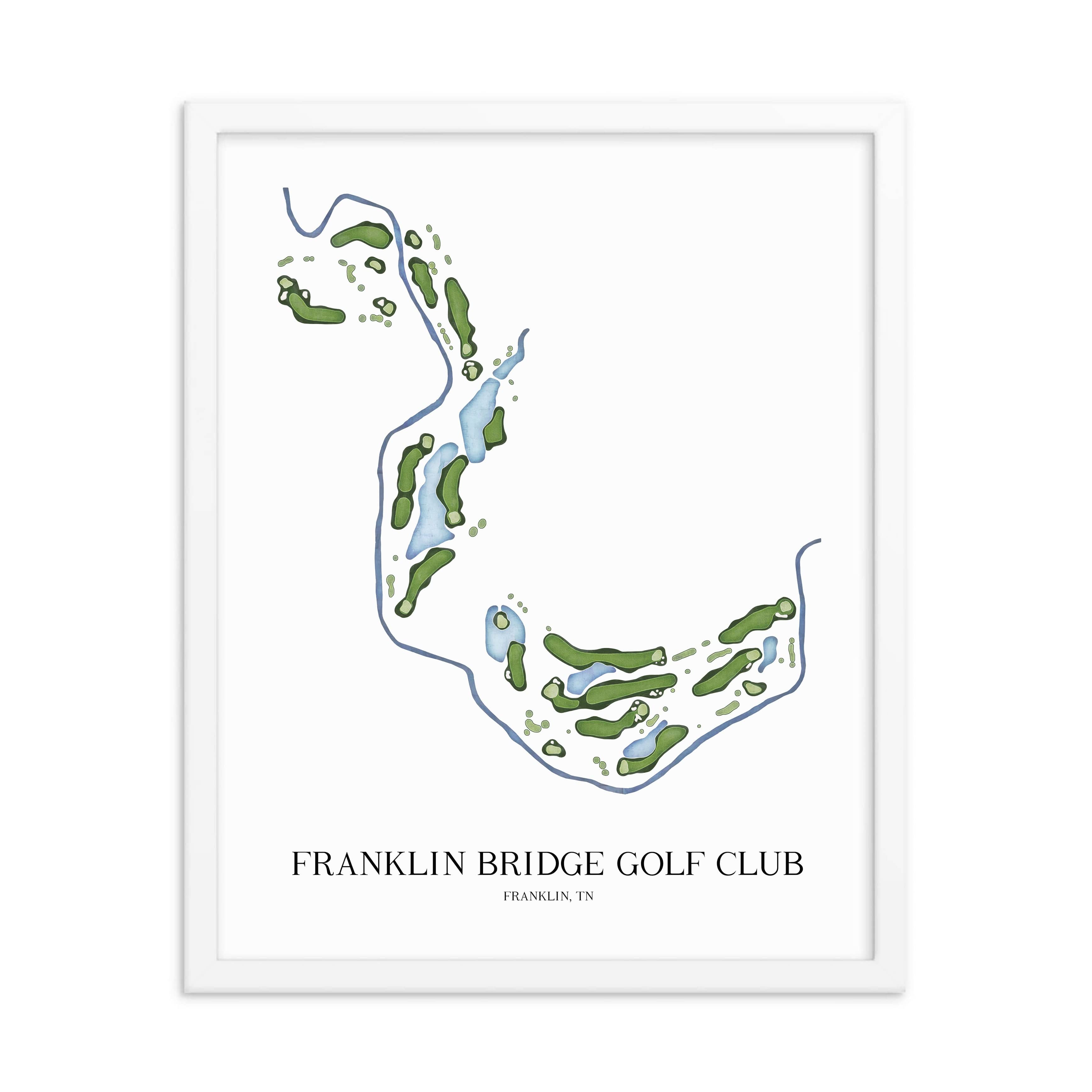 The 19th Hole Golf Shop - Golf Course Prints - Franklin Bridge Golf Club Golf Course Map Golf Map