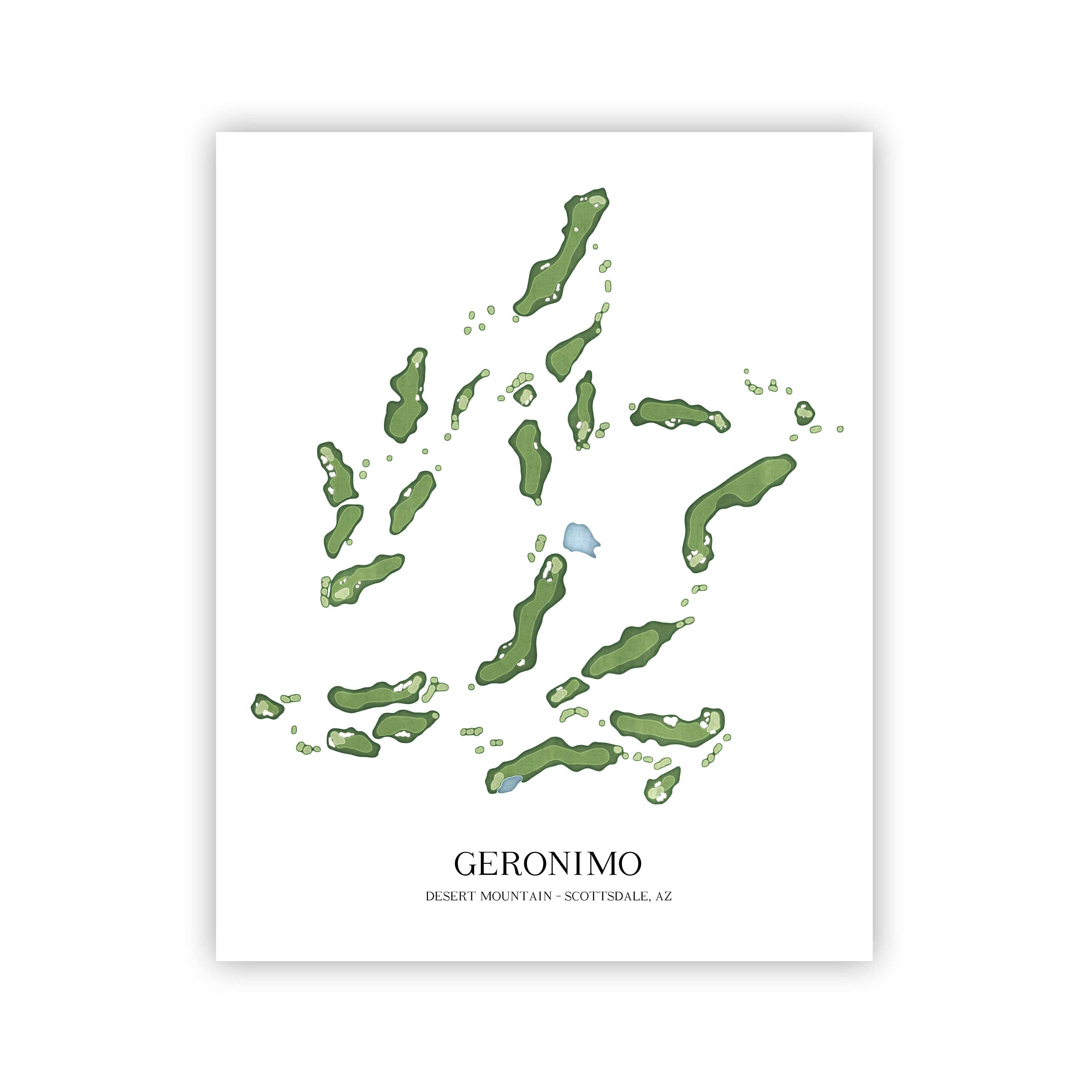 The 19th Hole Golf Shop - Golf Course Prints - Geronimo - Desert Mountain Golf Course Map Golf Map