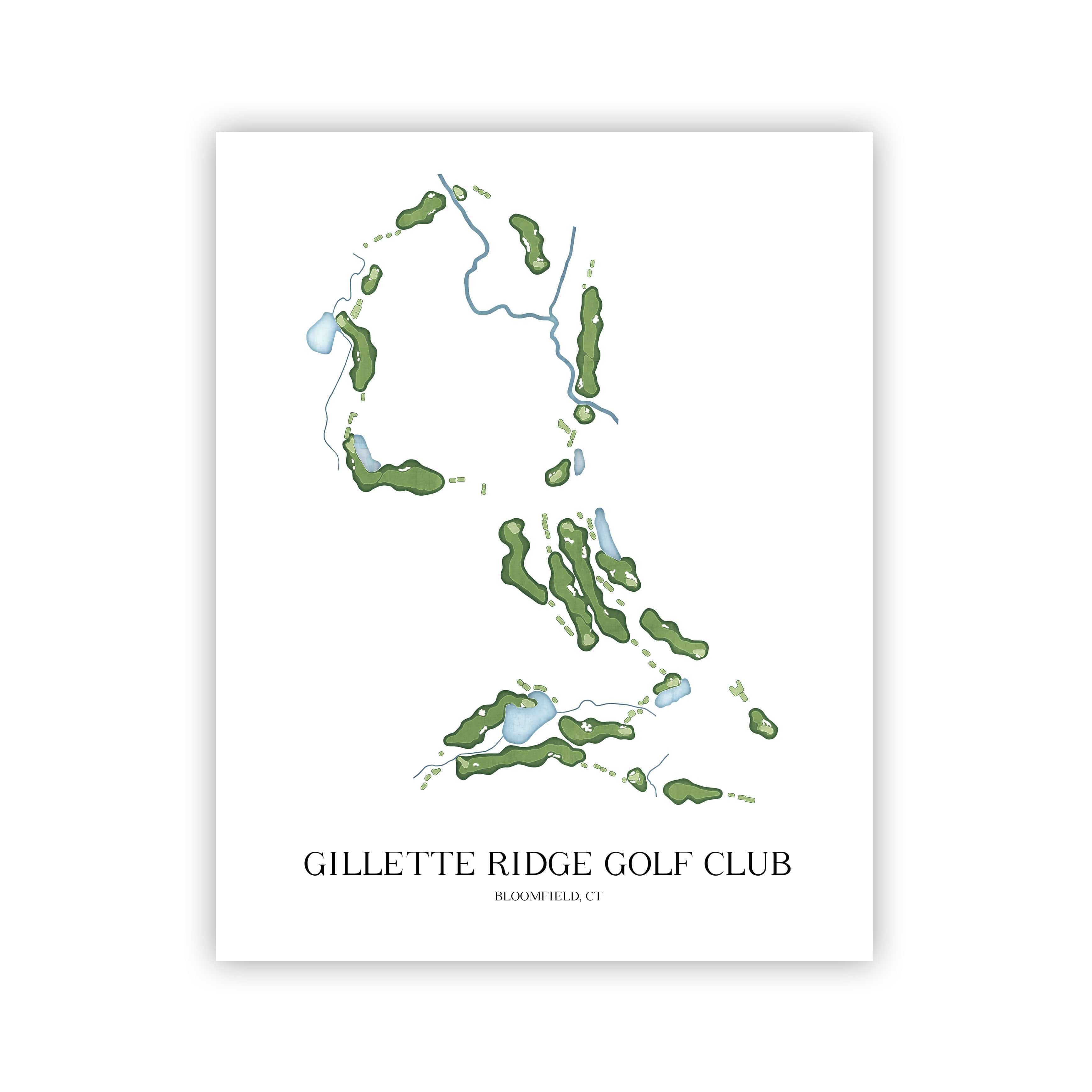 The 19th Hole Golf Shop - Golf Course Prints - Gillette Ridge Golf Club Golf Course Map Golf Map