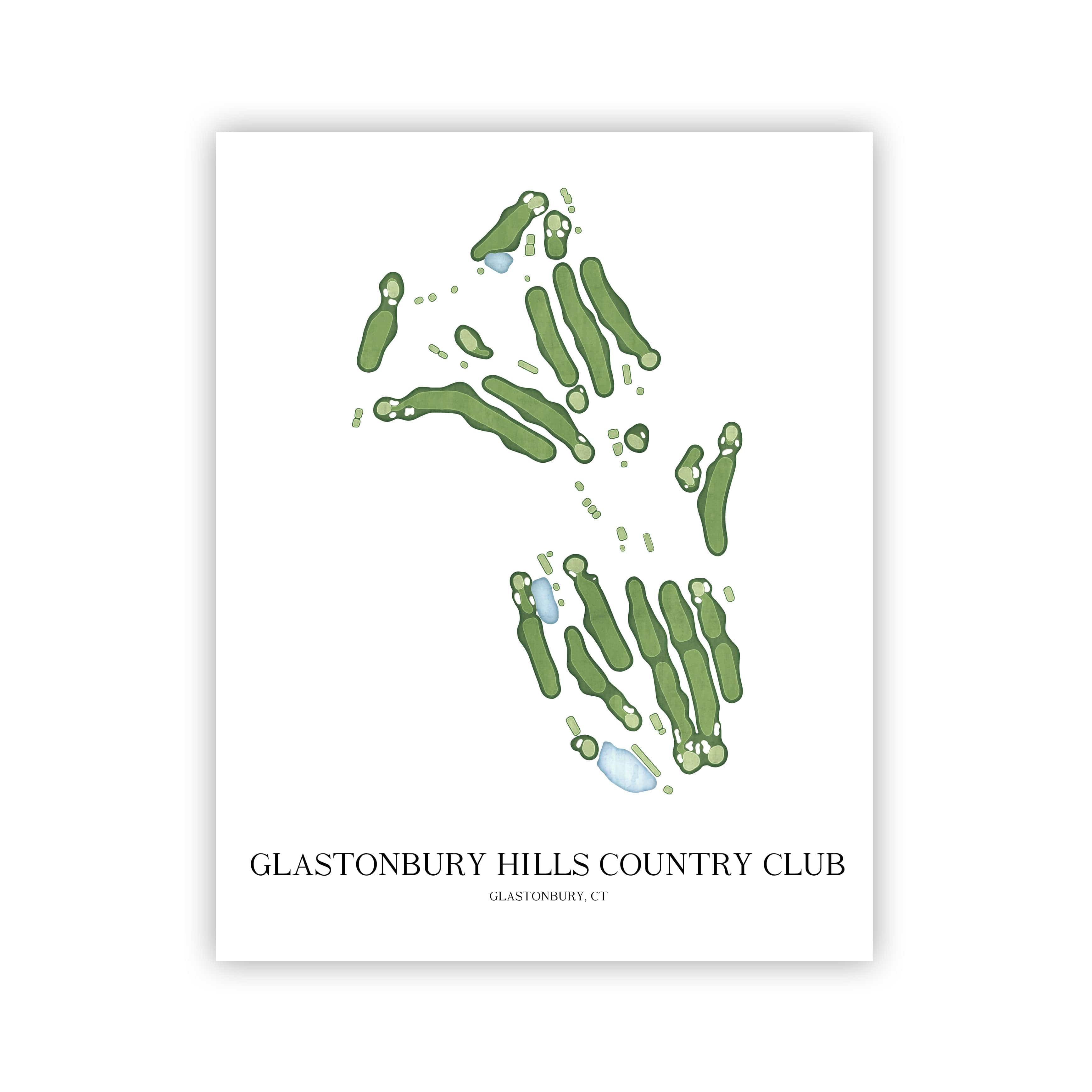 The 19th Hole Golf Shop - Golf Course Prints - Glastonbury Hills Country Club Golf Course Map Golf Map