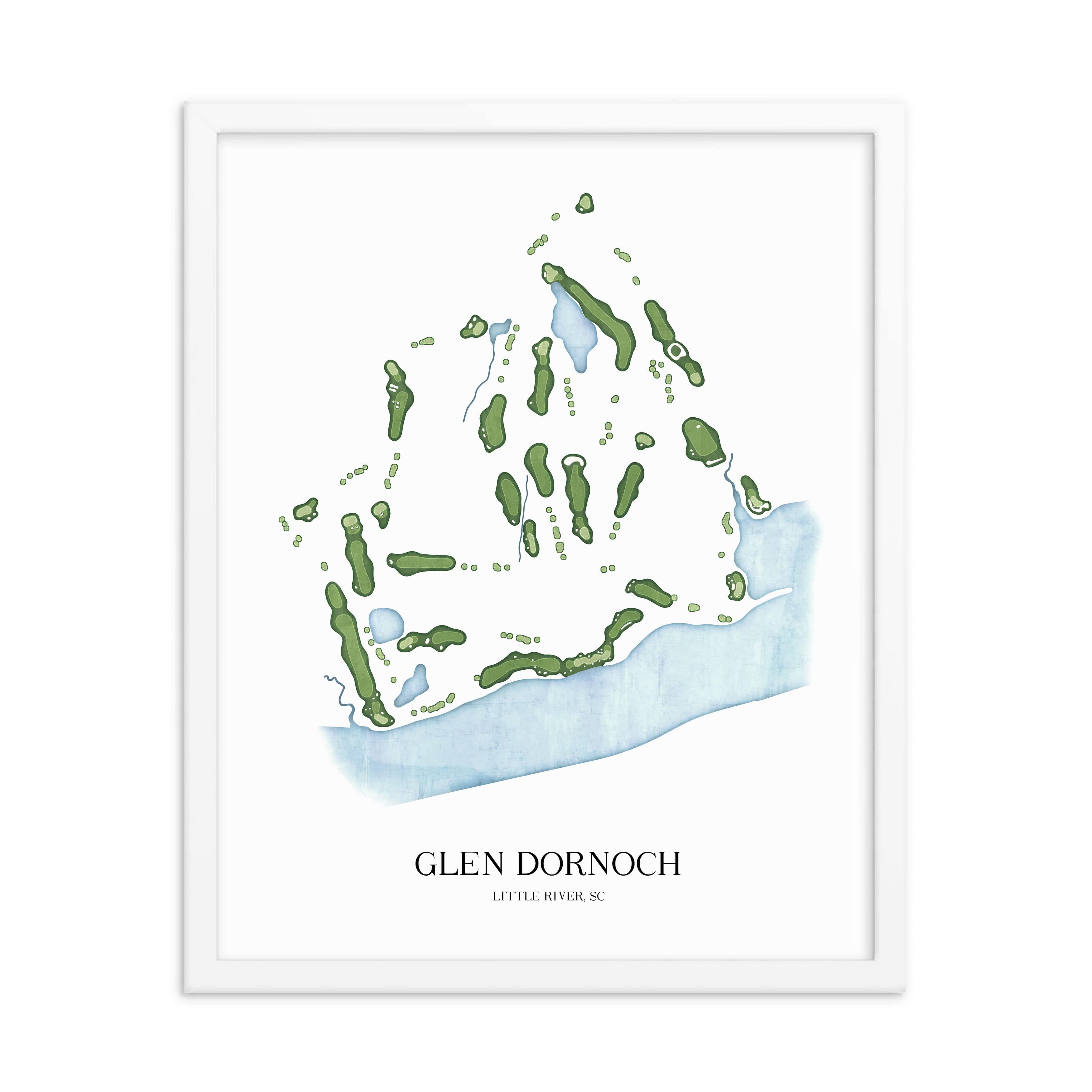 The 19th Hole Golf Shop - Golf Course Prints - Glen Dornoch Golf Course Map Golf Map