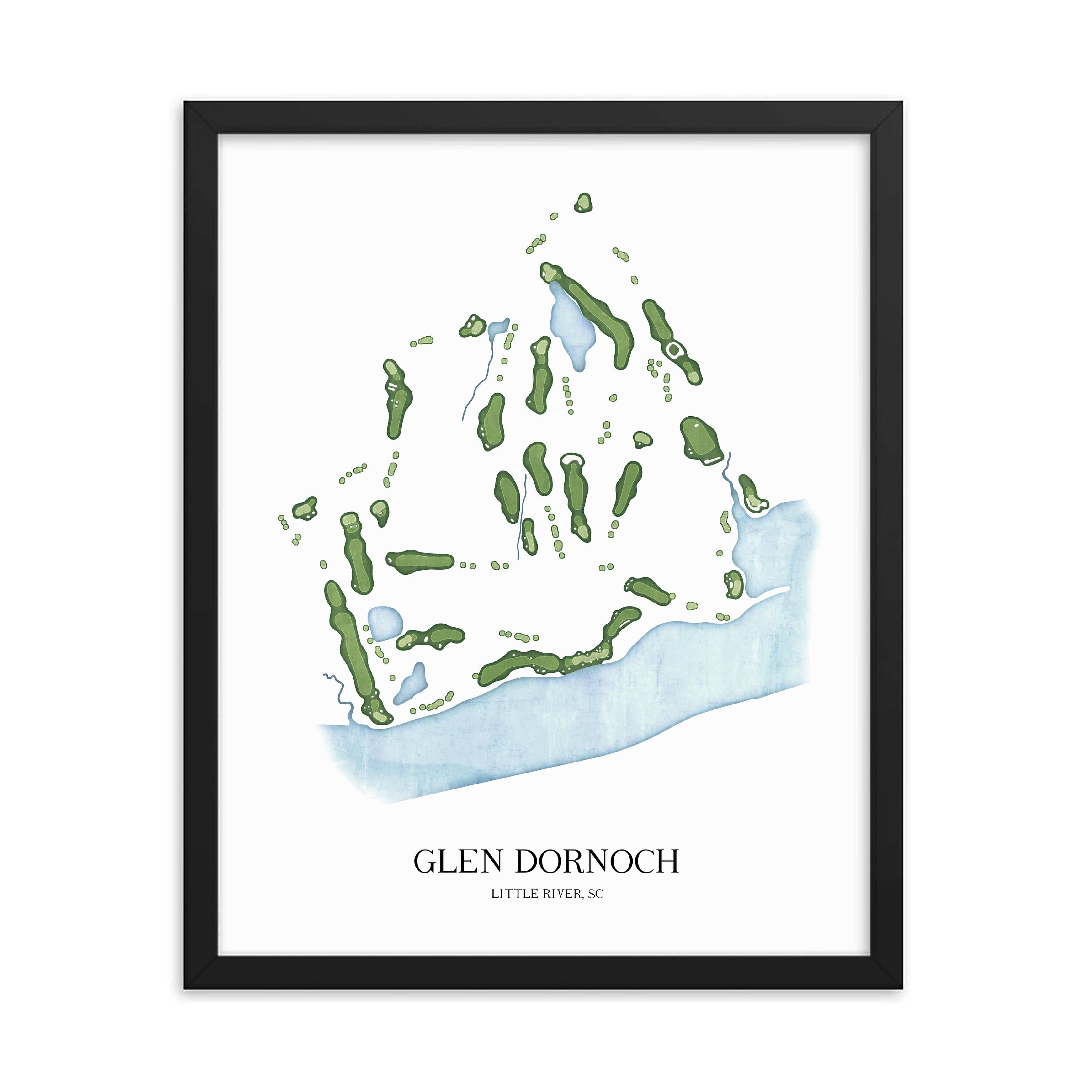 The 19th Hole Golf Shop - Golf Course Prints - Glen Dornoch Golf Course Map Golf Map