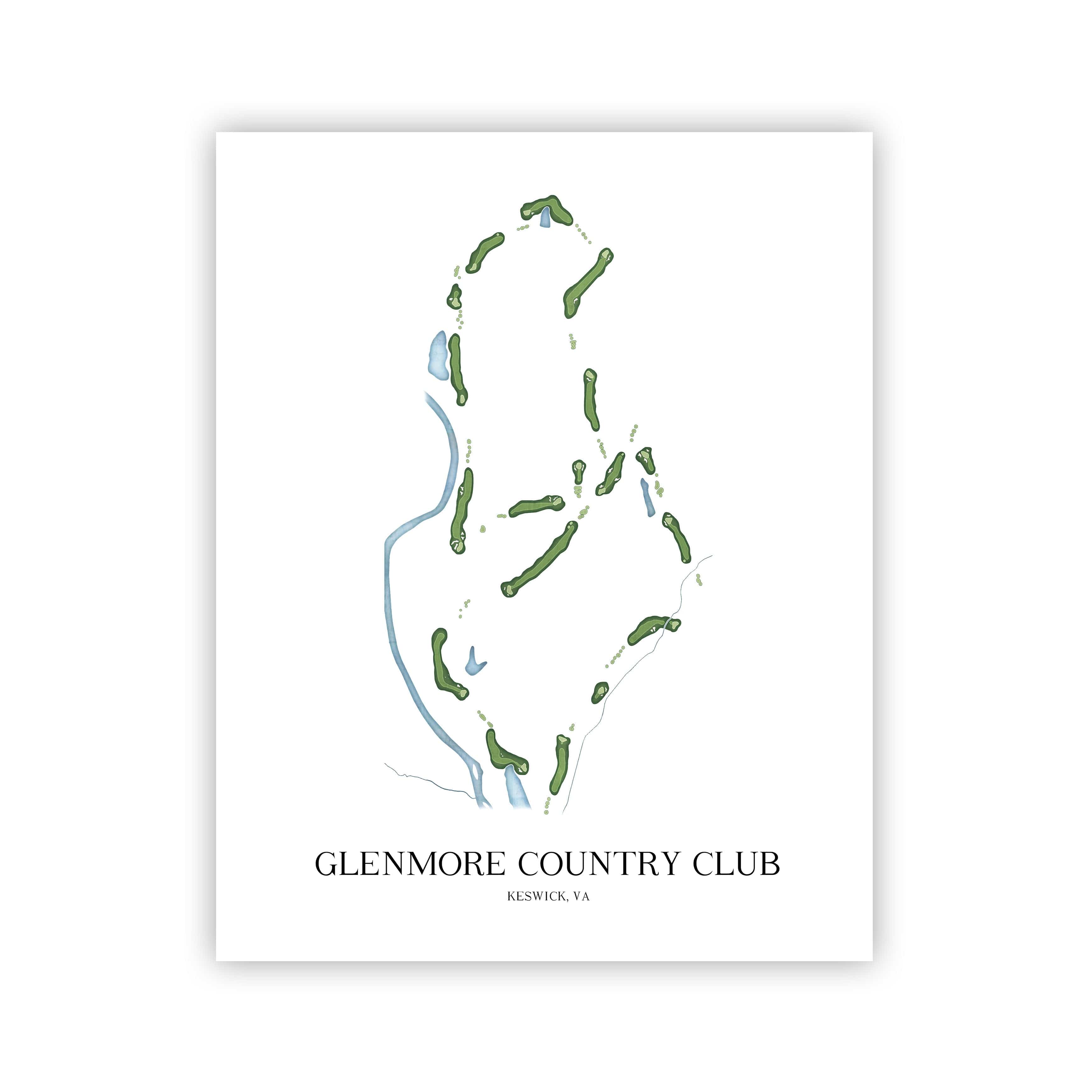 The 19th Hole Golf Shop - Golf Course Prints - Glenmore Country Club Golf Course Map Golf Map