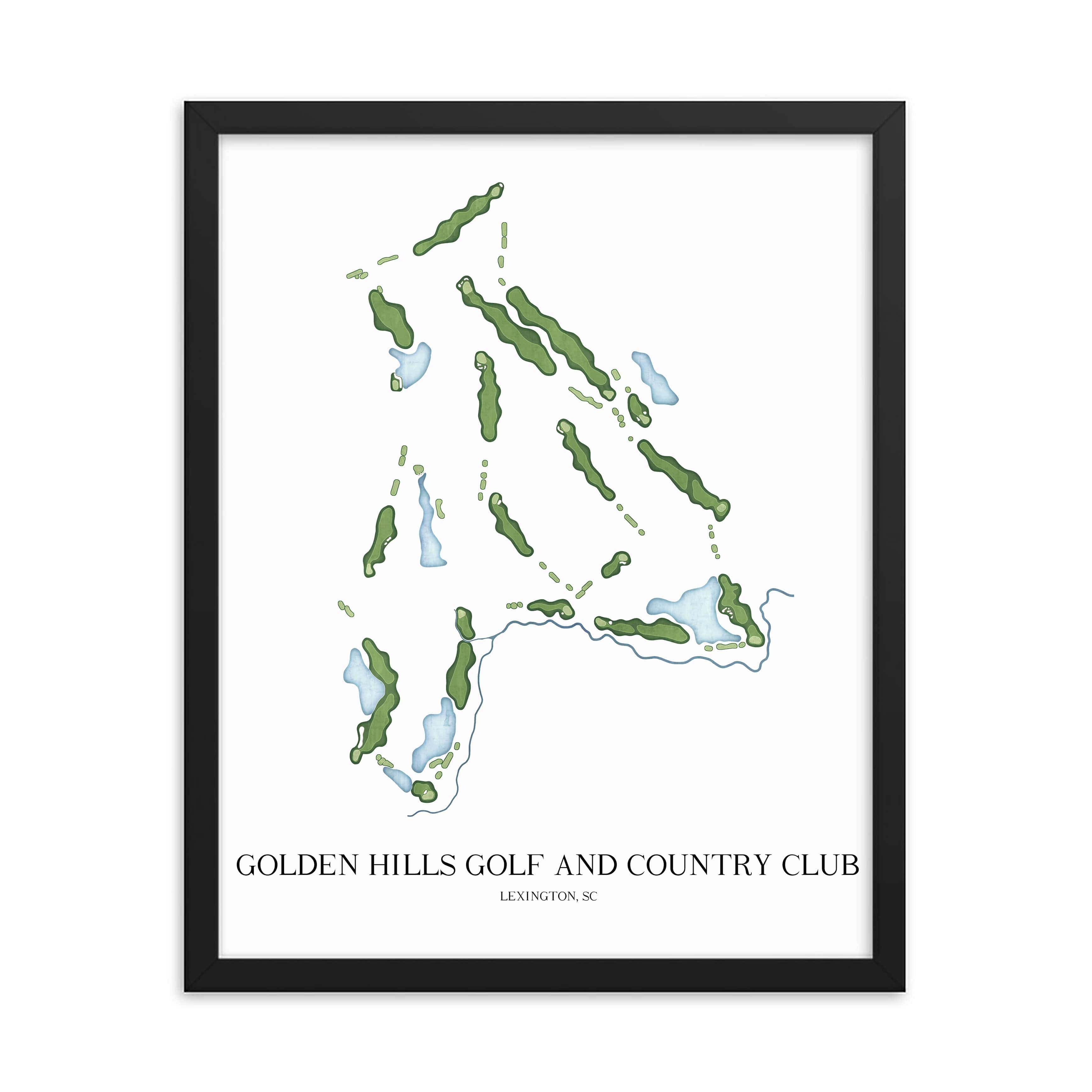 The 19th Hole Golf Shop - Golf Course Prints - Golden Hills Golf and Country Club Golf Course Map Golf Map