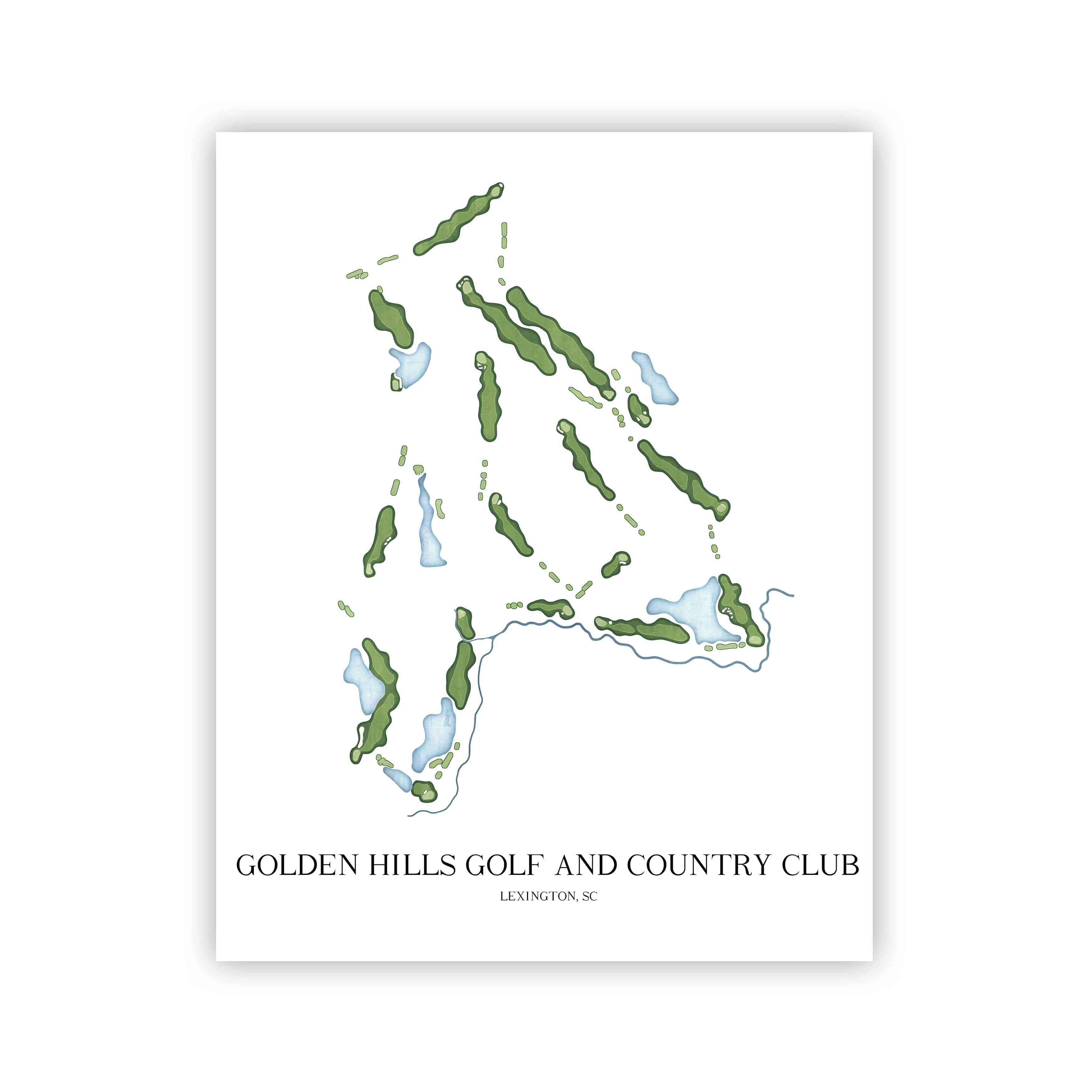The 19th Hole Golf Shop - Golf Course Prints - Golden Hills Golf and Country Club Golf Course Map Golf Map