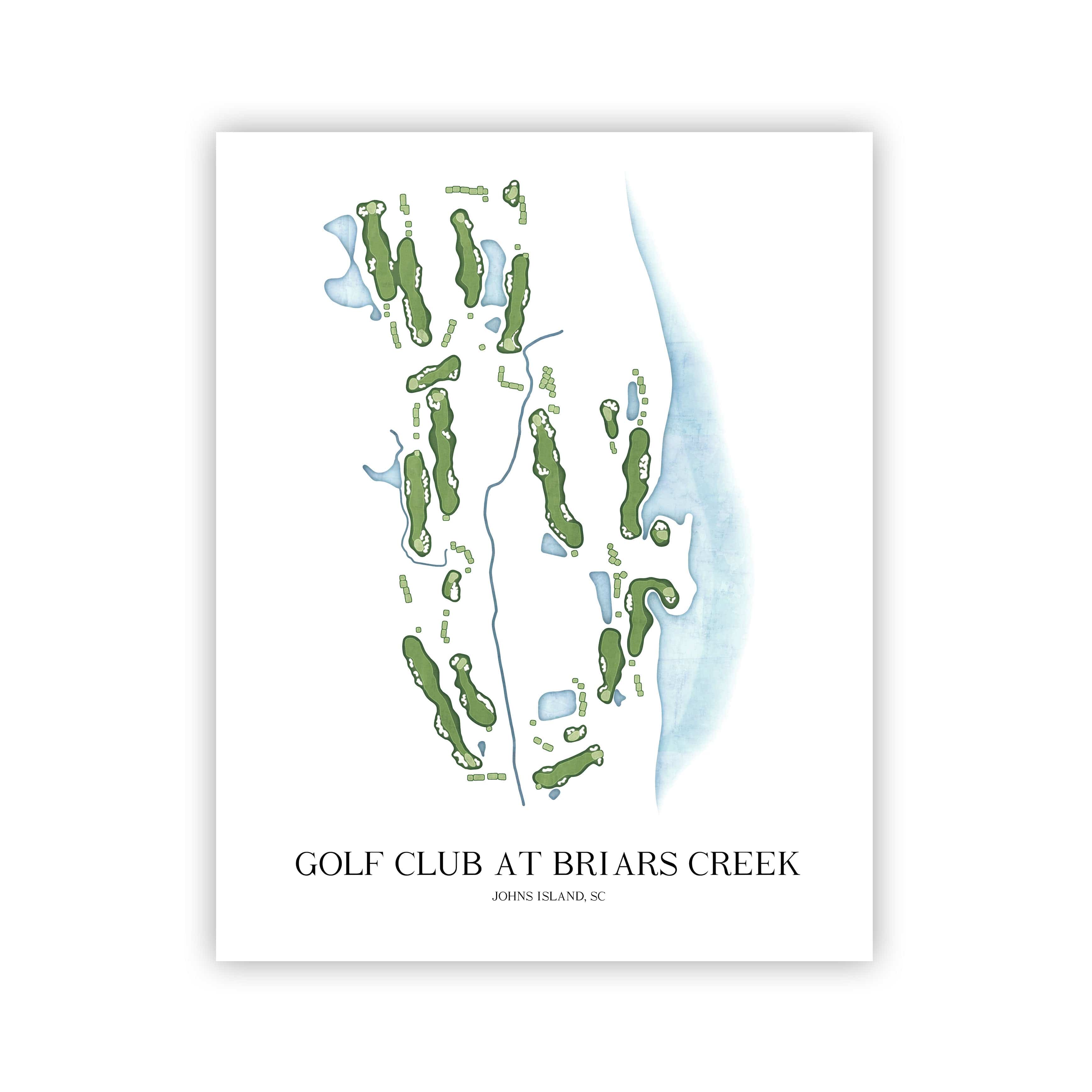The 19th Hole Golf Shop - Golf Course Prints - Golf Club at Briars Creek Golf Course Map Golf Map