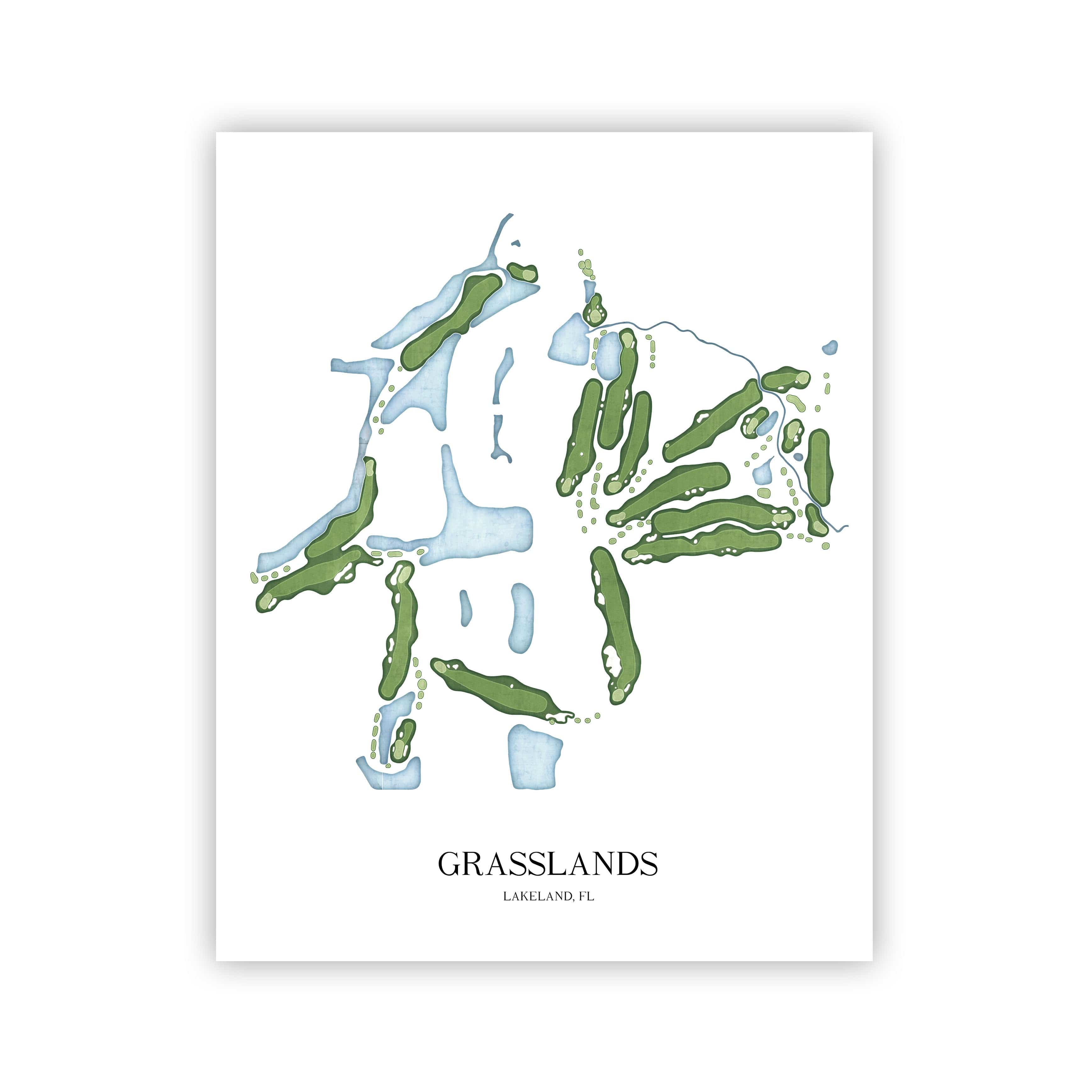 The 19th Hole Golf Shop - Golf Course Prints - Grasslands Golf Course Map Golf Map
