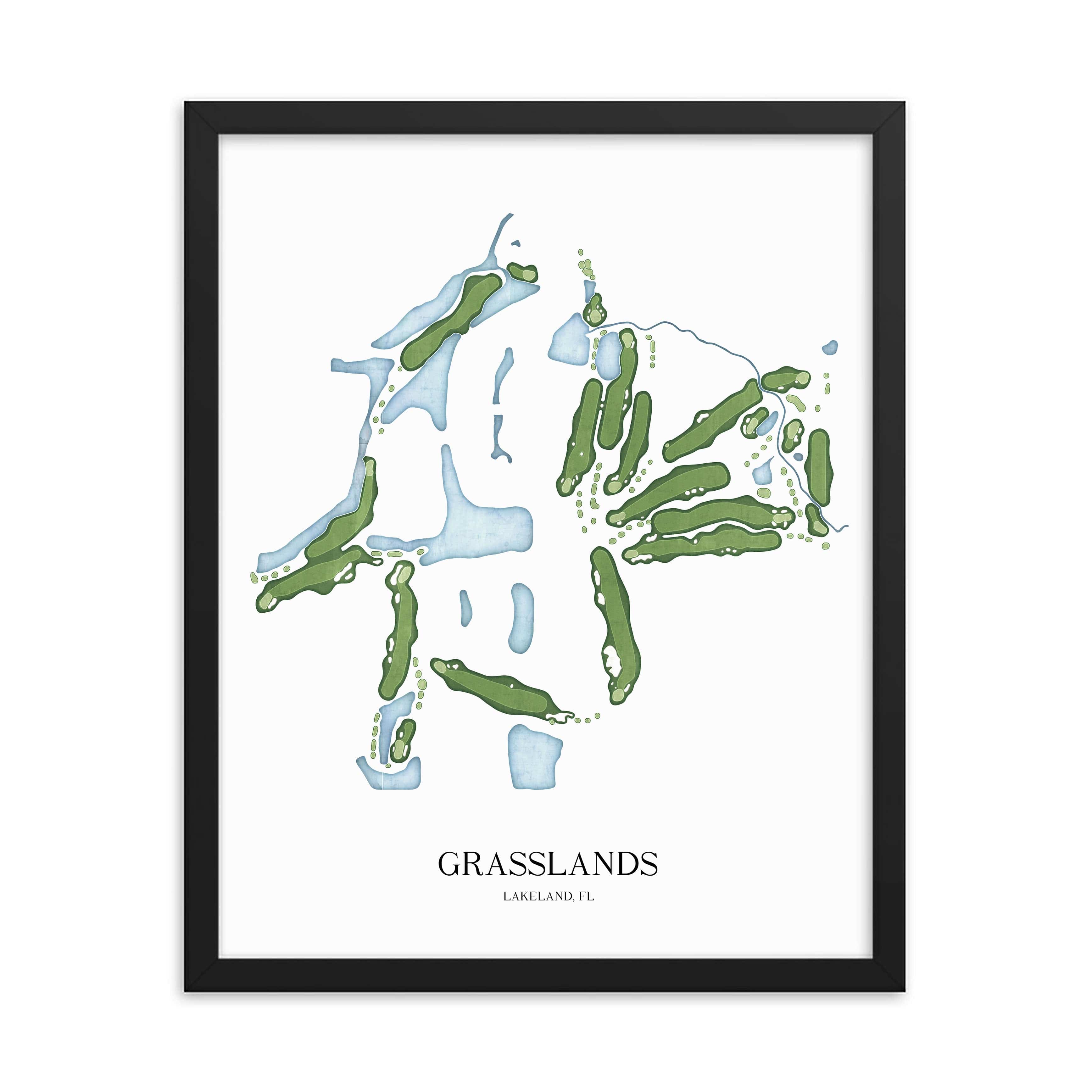 The 19th Hole Golf Shop - Golf Course Prints - Grasslands Golf Course Map Golf Map