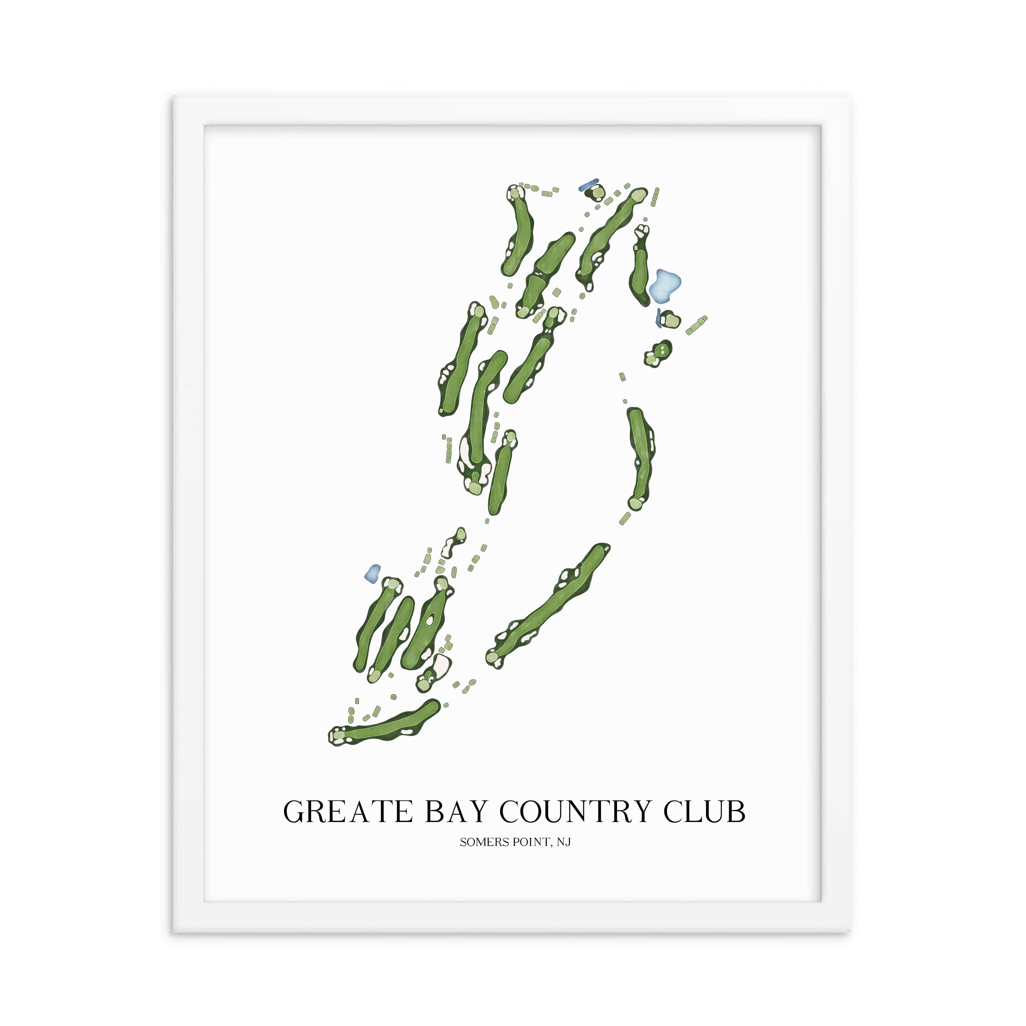 The 19th Hole Golf Shop - Golf Course Prints - Greate Bay Country Club Golf Course Map Golf Map