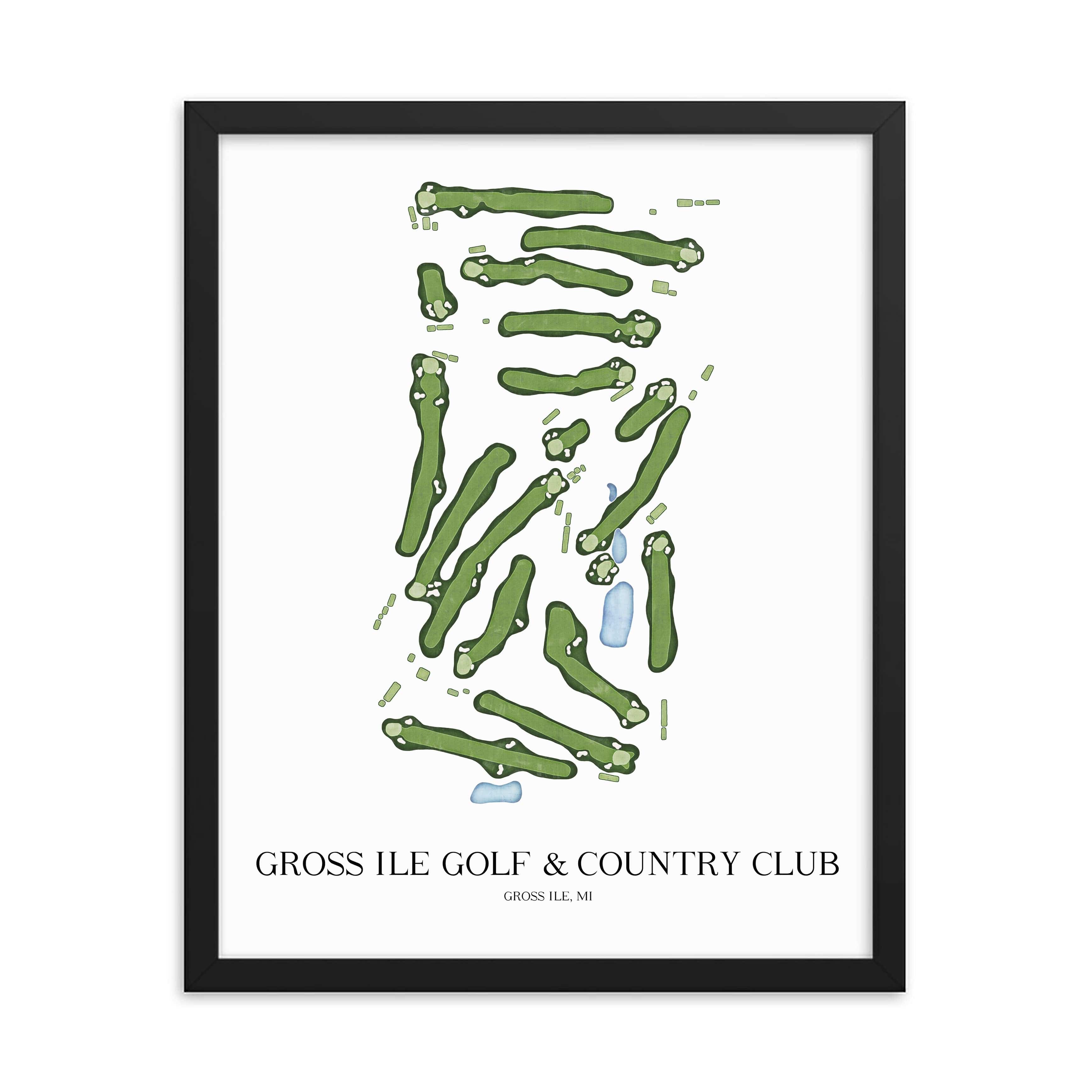 The 19th Hole Golf Shop - Golf Course Prints - Gross Ile Golf and Country Club Golf Course Map Golf Map